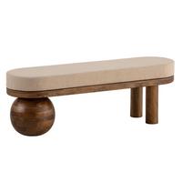 Sitzbank Beige B: 140 cm - Beige/Braun, Design, Textil (140/47/40cm) - Livetastic