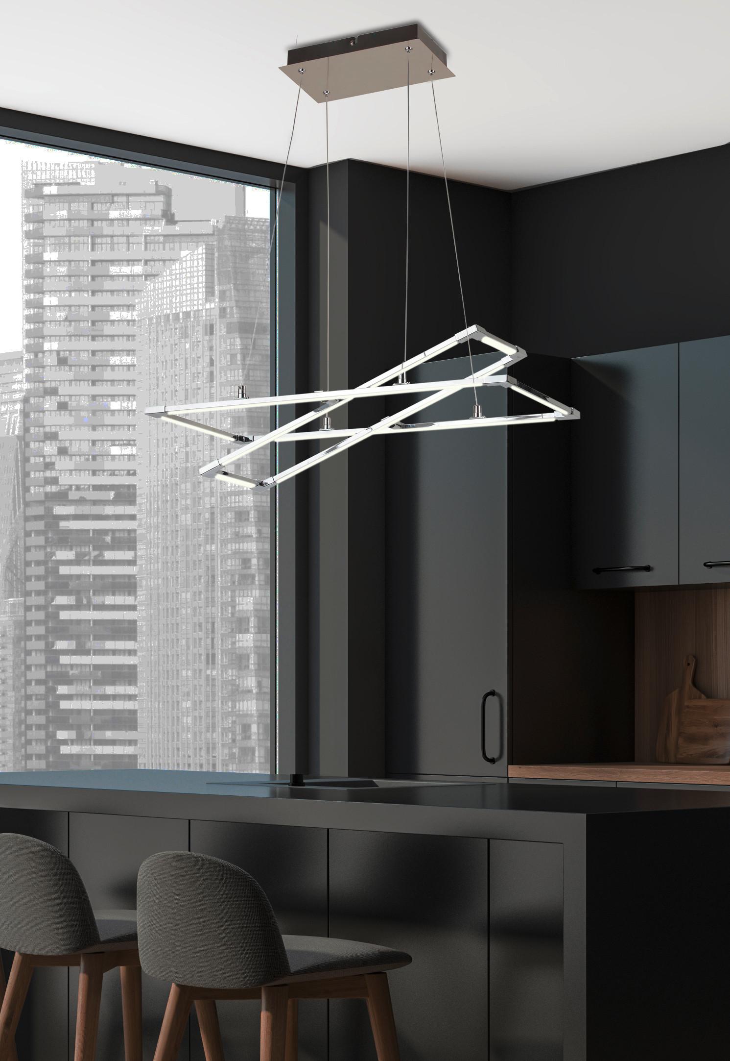 Led-pendelleuchte A0033-320 Kseros - Silberfarben, Design, Metall (60/30/120cm)