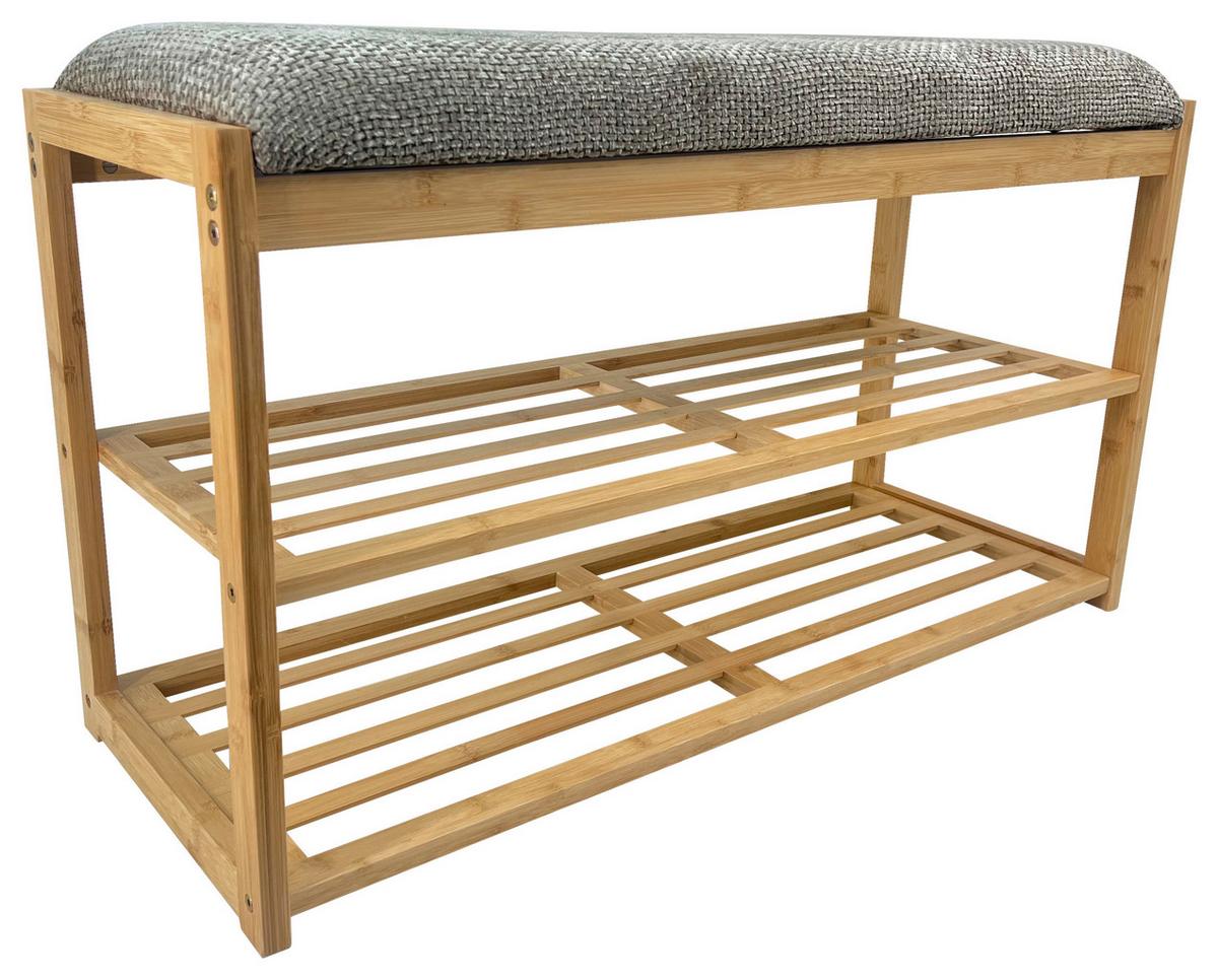 Schuhregal Sam 2 - Naturfarben/Grau, MODERN, Naturmaterialien/Holzwerkstoff (80/45/30cm)