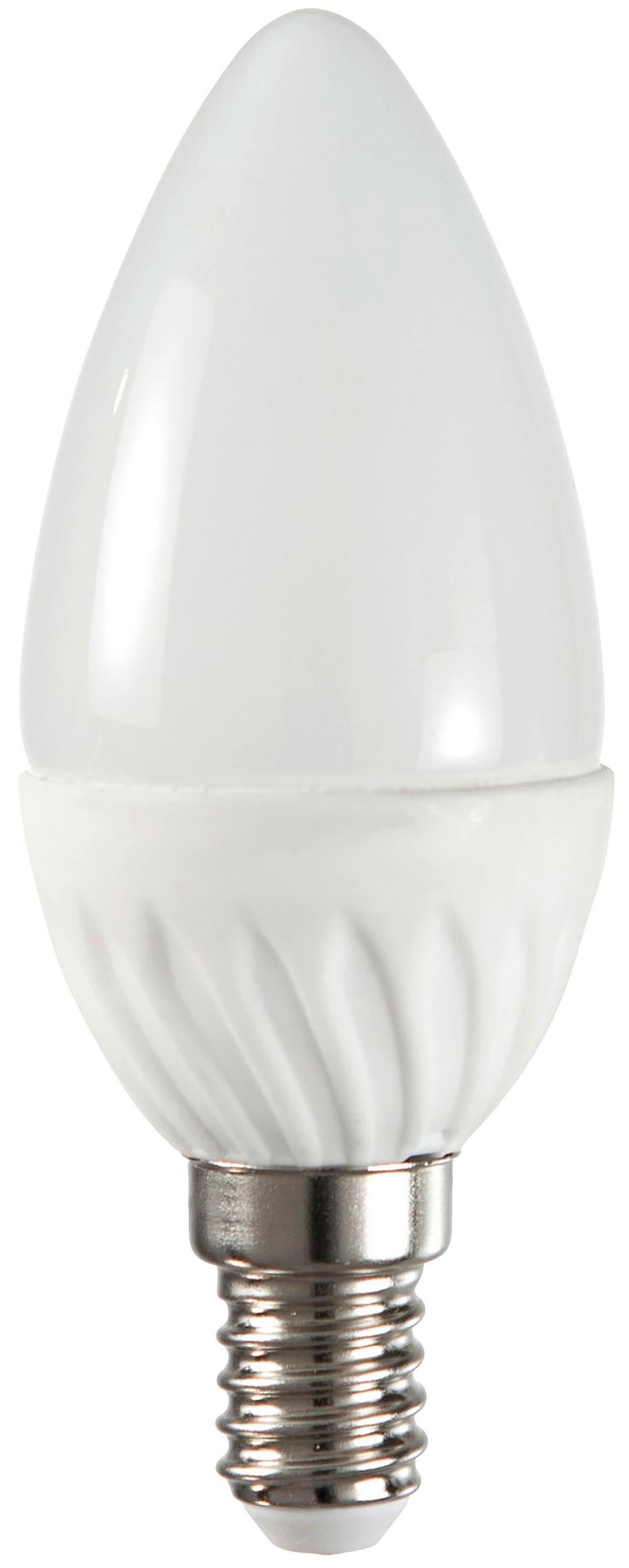 LED-Lampe Chiara E14, 5,5 W, 480 lm, 3000 K In Kerzenform - Weiß, Basics, Kunststoff/Metall (3,7/9,9cm)