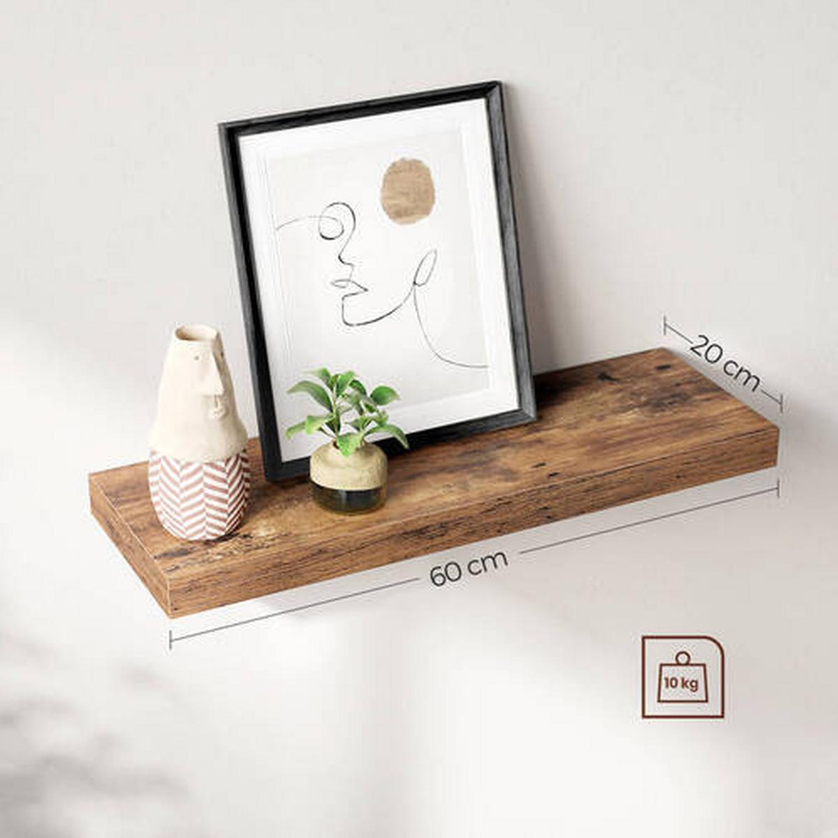 Wandregal Iron B: 60 cm Braun - Schwarz/Braun, Basics, Holzwerkstoff (60/3,8/20cm) - Boxxx