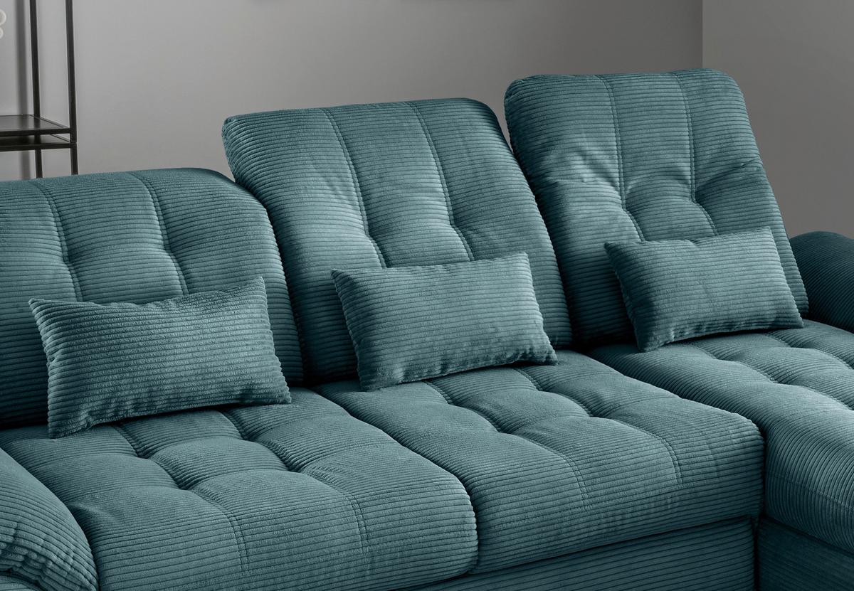 Eckschlafsofa Delphino, Petrol S: 273x189 cm - Petrol/Schwarz, MODERN, Textil (273/189cm) - Livetastic