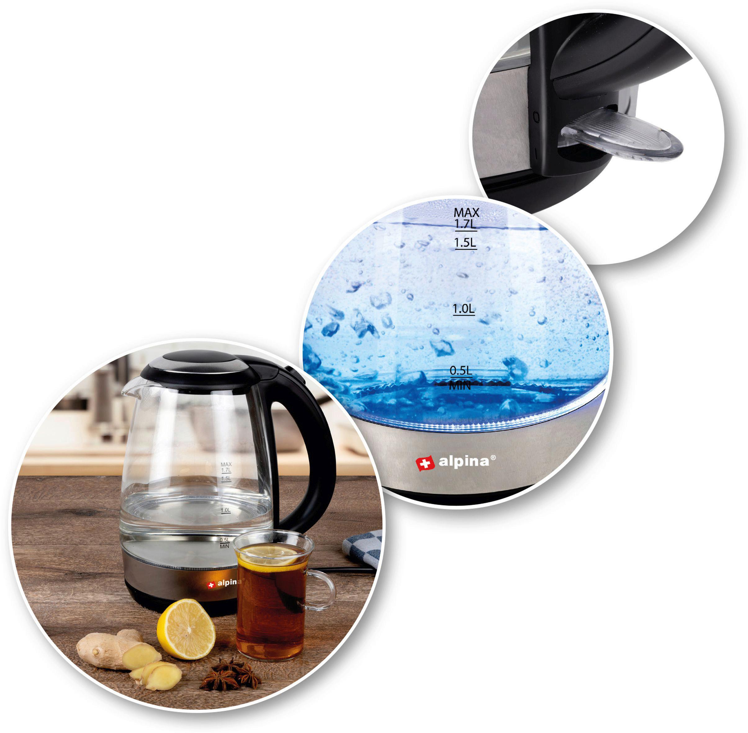 Wasserkocher 18554 Water Kettle - Schwarz, KONVENTIONELL, Glas/Kunststoff (22/15.8/24.7cm) - Alpina 6287
