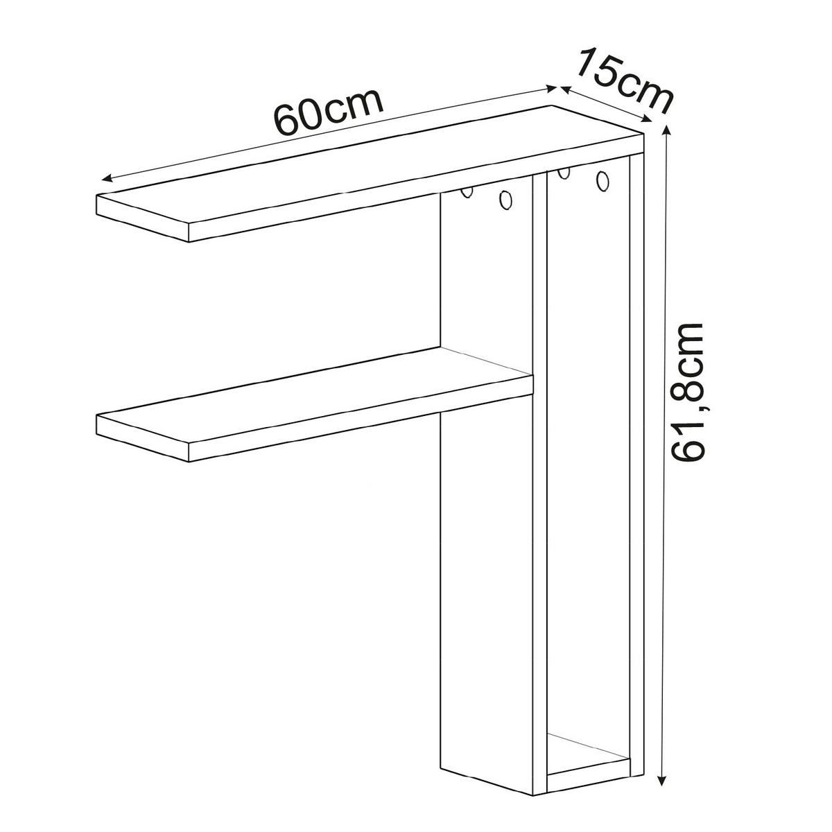 Wandregal Tiny Weiß B: 60 cm - Weiß, Design, Holzwerkstoff (60/62/15cm) - Livetastic