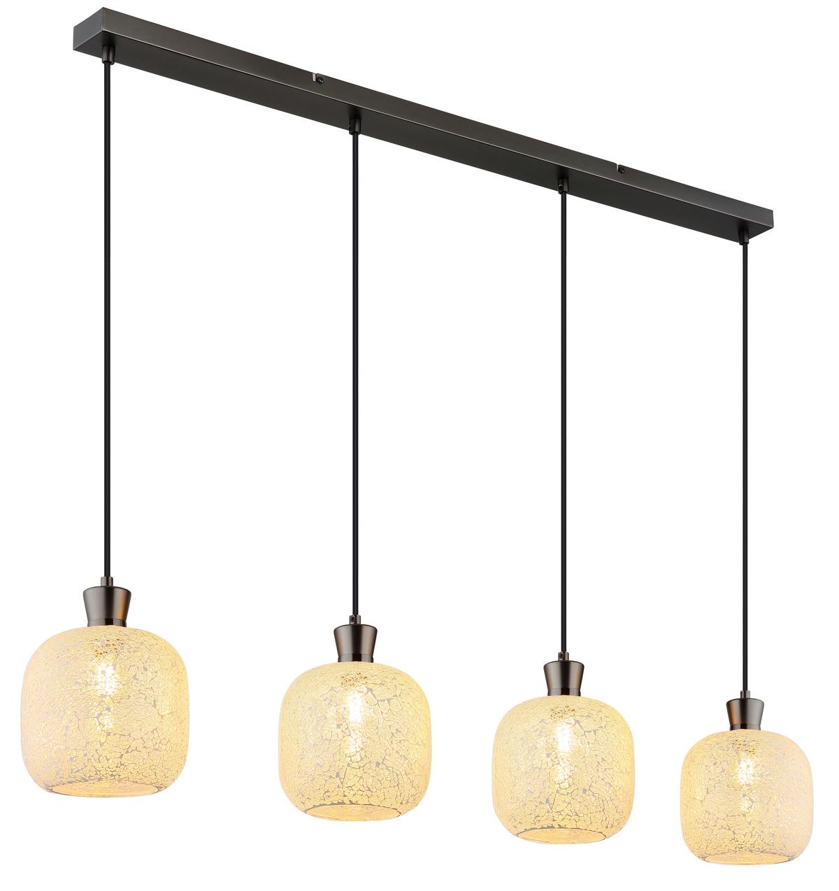 Hängeleuchte Exkl. 4xe14, 40w - Klar/Schwarzchrom, Design, Glas/Kunststoff (106/16/120cm) - Globo