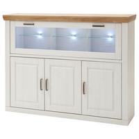 Highboard B: 163 cm Brixen Eichen/Pinie Dekor - Eichefarben/Schwarz, Design, Glas/Holzwerkstoff (163/123/40cm) - Livetastic