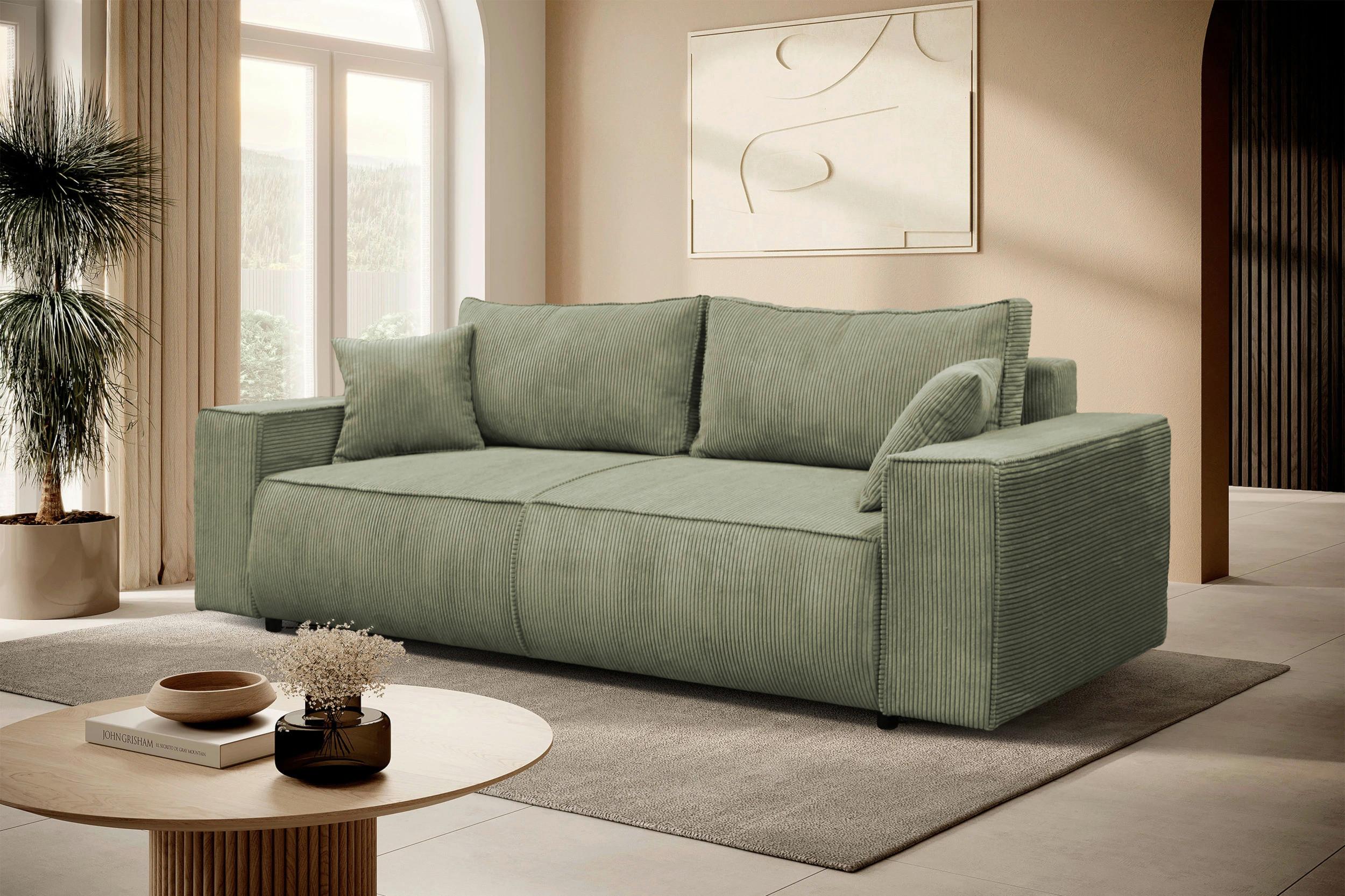Schlafsofa Loft Hellgrün B: 255cm - Schwarz/Hellgrün, Design, Textil (255/90/97cm) - MID.YOU