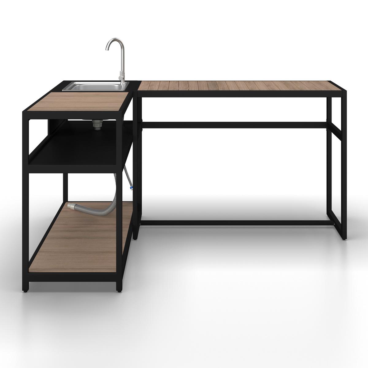 VENKOVNÍ KUCHYNĚ DELIA - černá/přírodní barvy, Moderní, kov/plast - Bessagi Garden