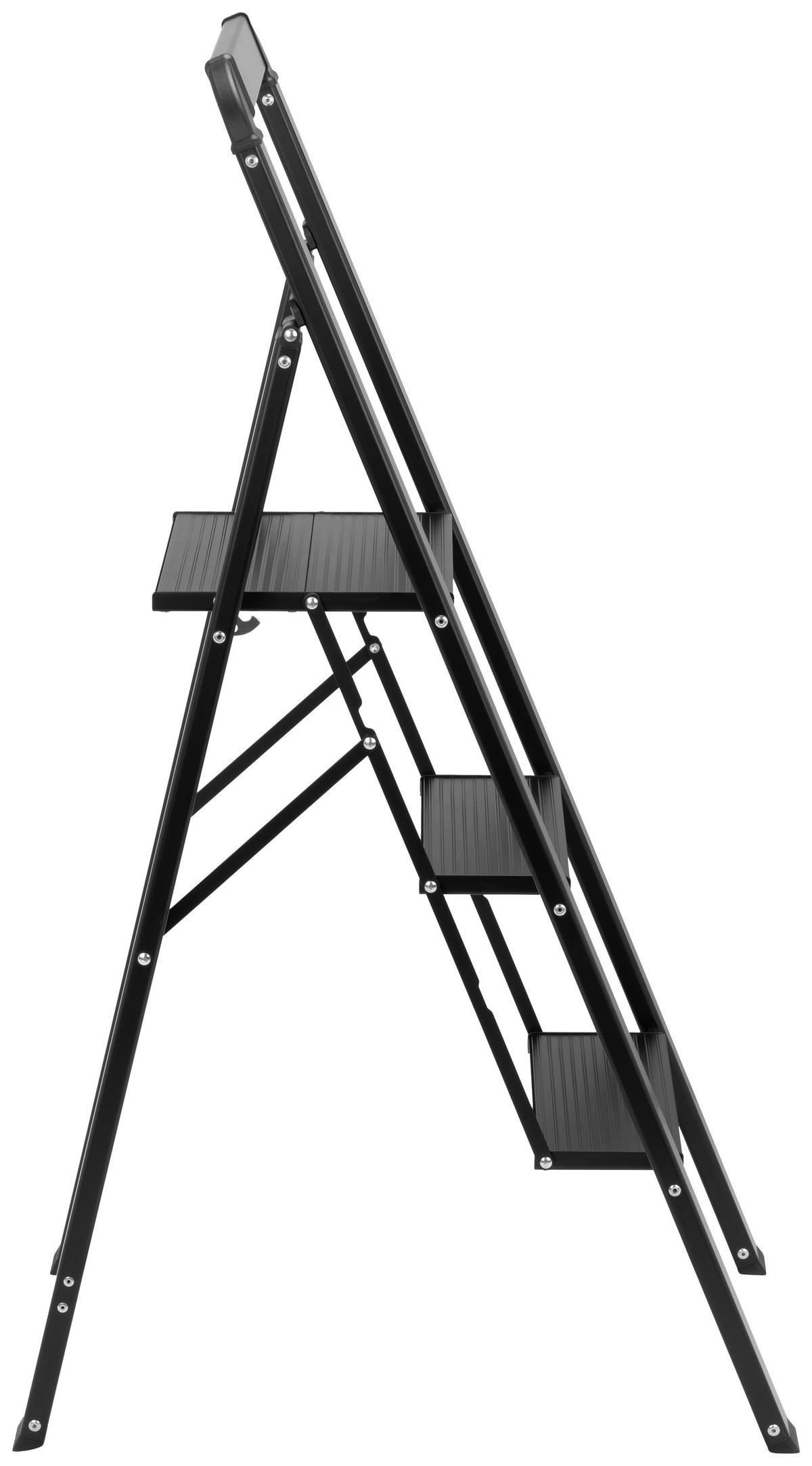 Klapptrittleiter Gustav - Schwarz, KONVENTIONELL, Kunststoff/Metall (44,5/62/109cm) - Homezone