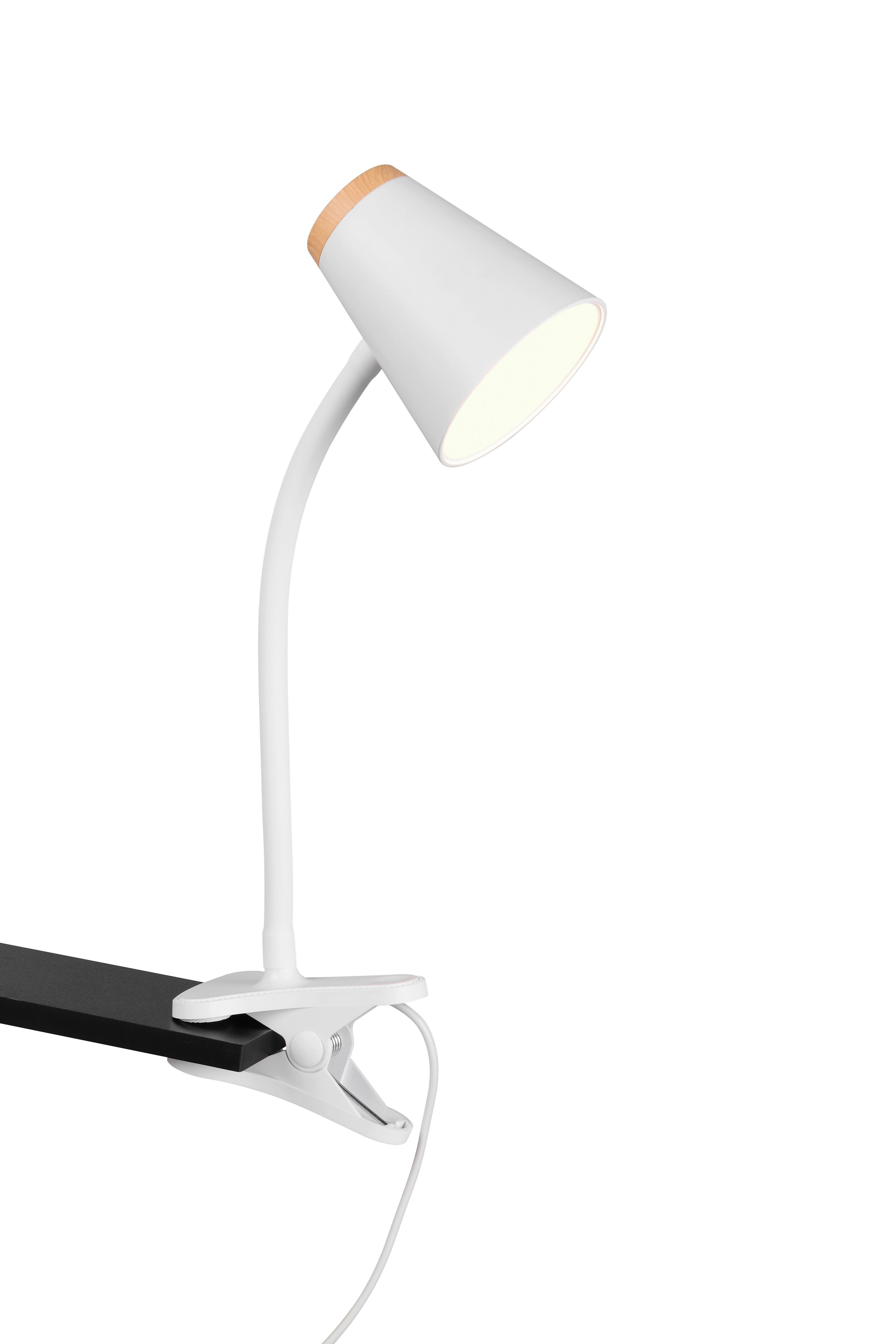LED-Klemmleuchte Pongo Braun Weiß B: 9,5 cm - Weiß/Braun, Basics, Kunststoff/Metall (33/9,5/32cm)