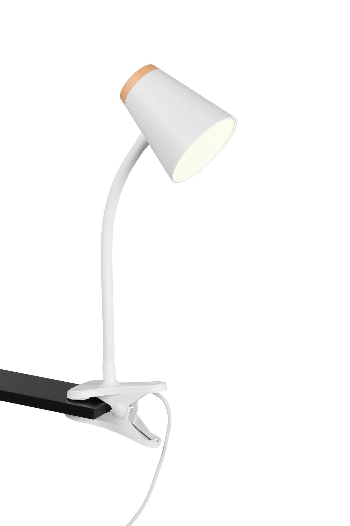 LED-Klemmleuchte Pongo Braun Weiß B: 9,5 cm - Weiß/Braun, Basics, Kunststoff/Metall (33/9,5/32cm)