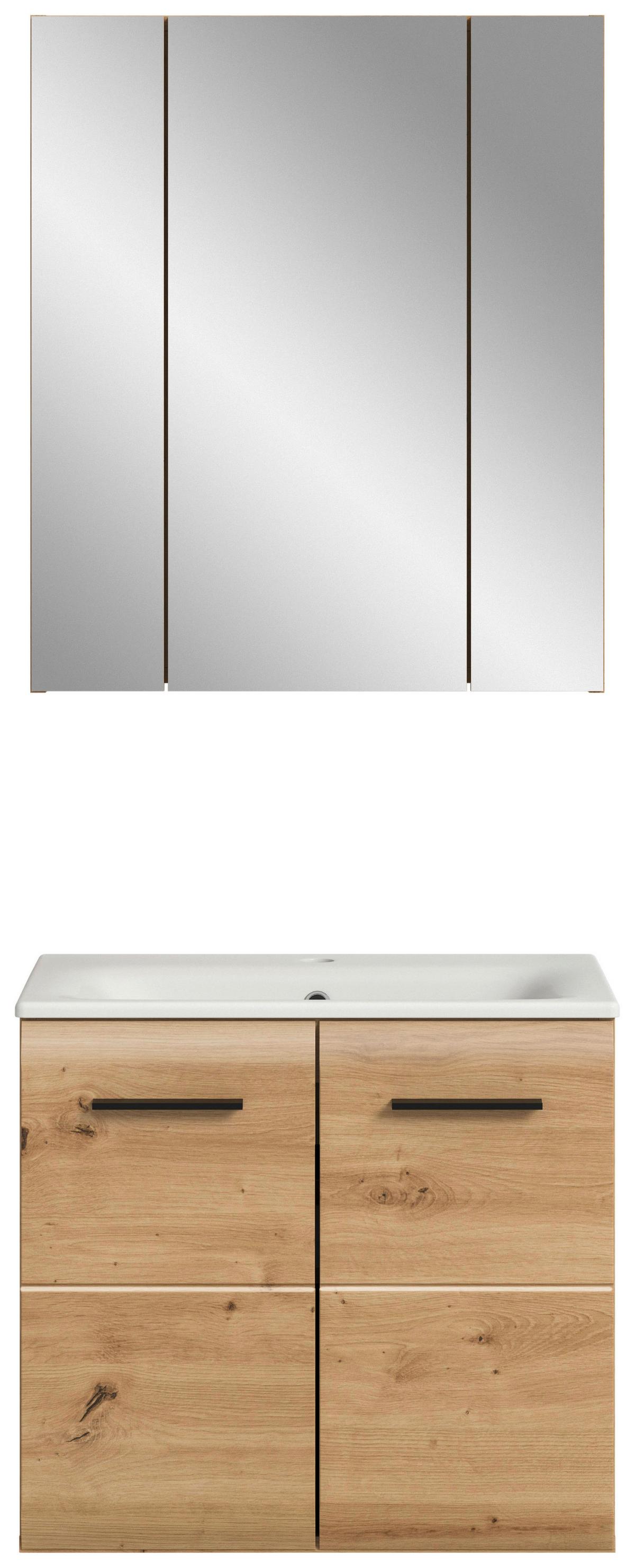 Badezimmer Ice Eiche Artisan Dekor B: 60cm - Eiche Artisan/Weiß, Basics, Keramik/Holzwerkstoff (60cm) - MID.YOU