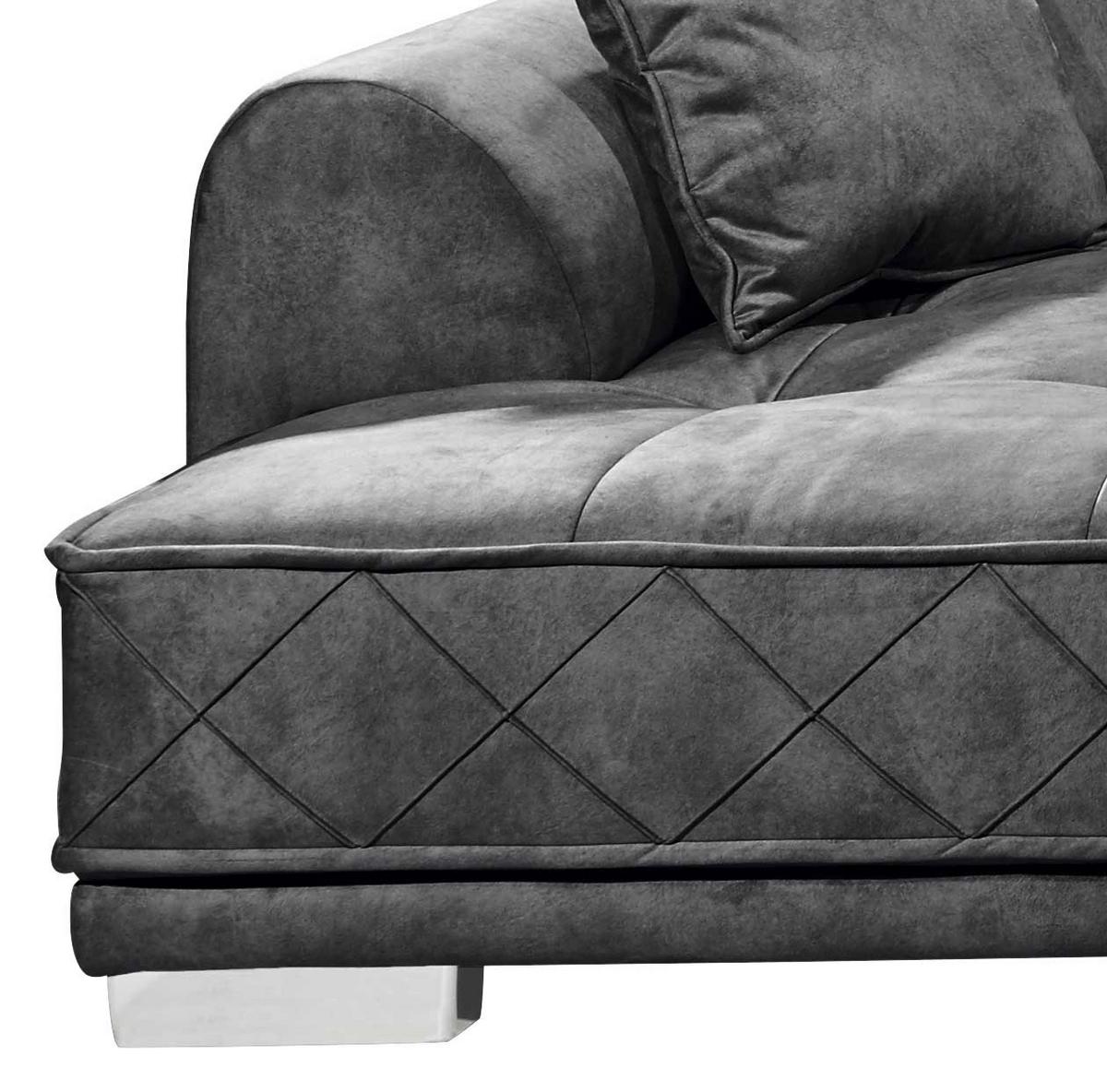 Sedací souprava ve tvaru L SENTINA antracitová - barvy stříbra/antracitová, Basics, kompozitní dřevo/textil (319/194cm) - MID.YOU