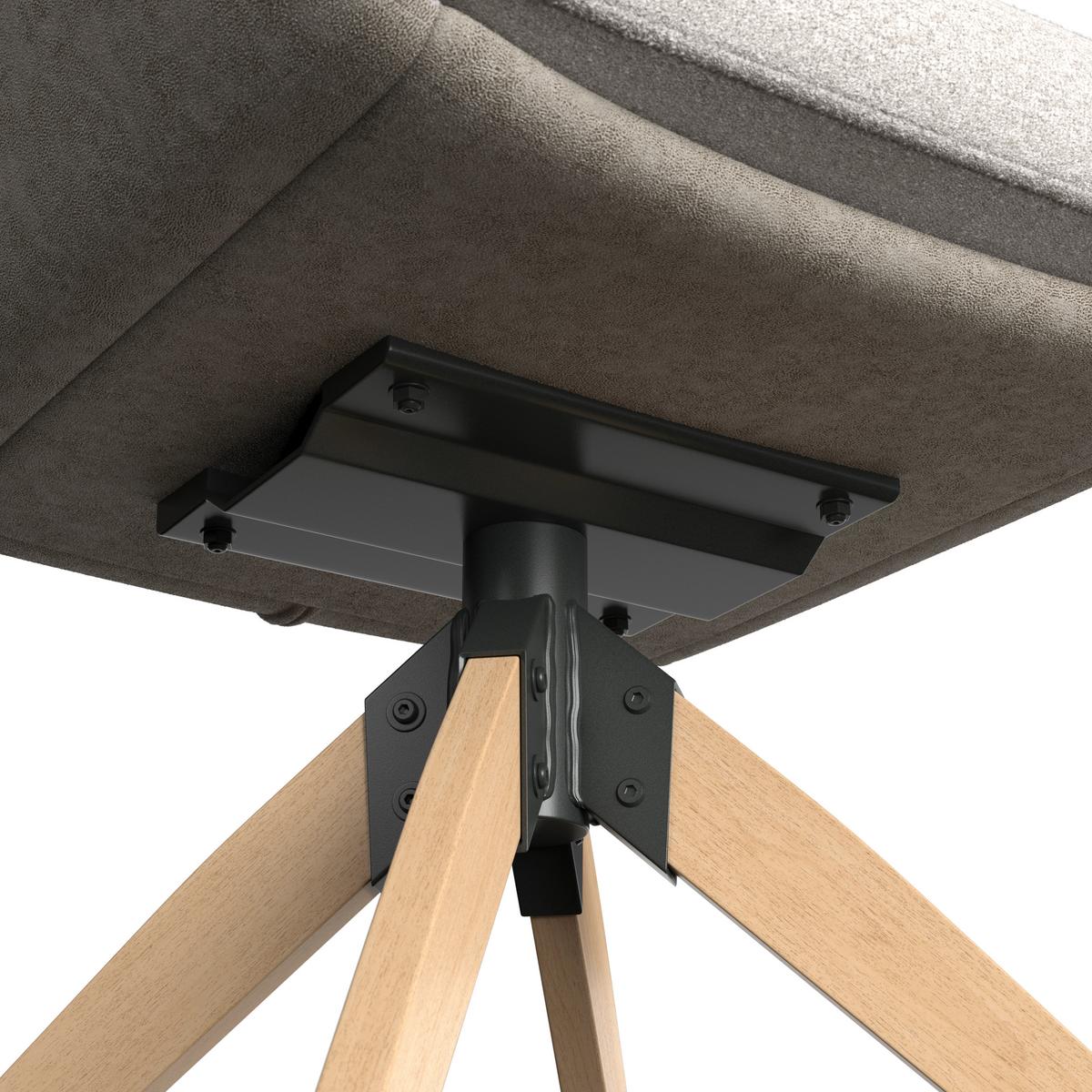 Židle s podrúčkami Neelia, šedobéžová - šedobéžová/přírodní barvy, Moderní, kov/dřevo (59,5/93/69cm) - Bessagi Home