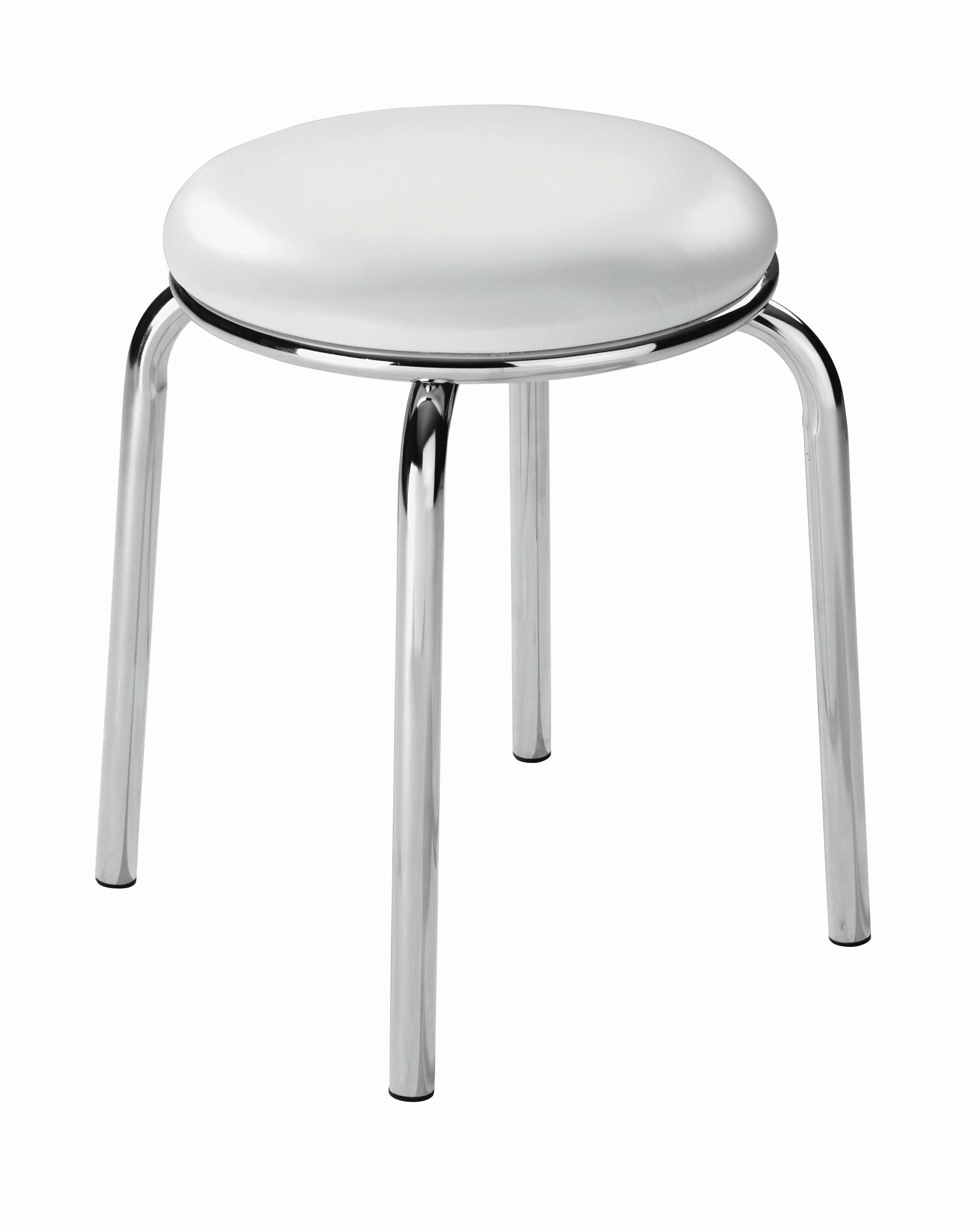 Stapelhocker Pub Metall Chrom/lederlook Weiß H: 45 Cm - Weiß, KONVENTIONELL, Kunststoff/Metall (46/45cm)