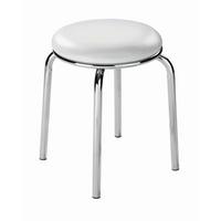 Stapelhocker Pub Metall Chrom/lederlook Weiß H: 45 Cm - Weiß, KONVENTIONELL, Kunststoff/Metall (46/45cm)