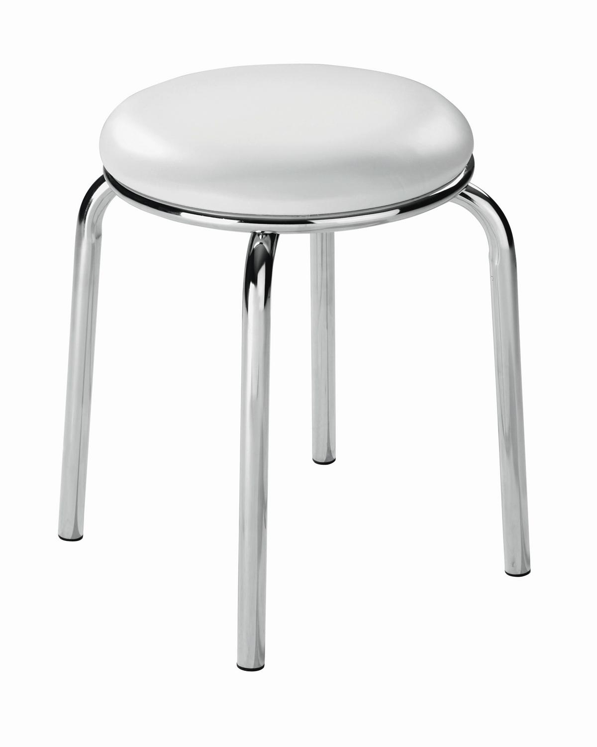 Stapelhocker Pub Metall Chrom/lederlook Weiß H: 45 Cm - Weiß, KONVENTIONELL, Kunststoff/Metall (46/45cm)