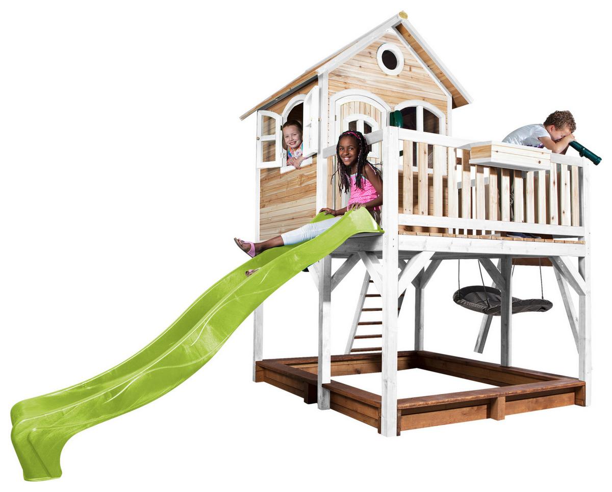 Spielturm A030.158.11 - Braun/Weiß, KONVENTIONELL, Holz (613/291/277cm) - Ambia Garden