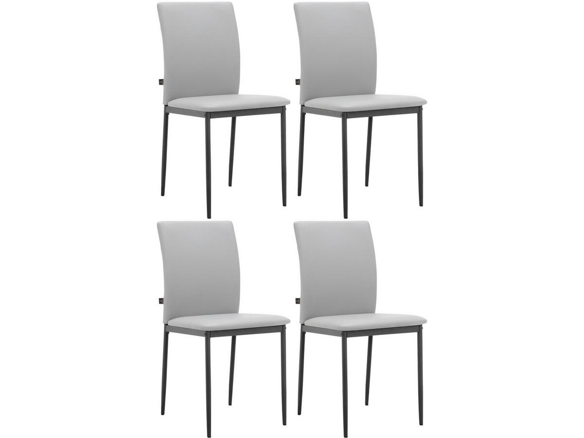 Stuhl-Set Pavia Hellgrau B: 44cm 4--Teilig - Hellgrau/Schwarz, Design, Textil/Metall (44/88/51cm) - MID.YOU