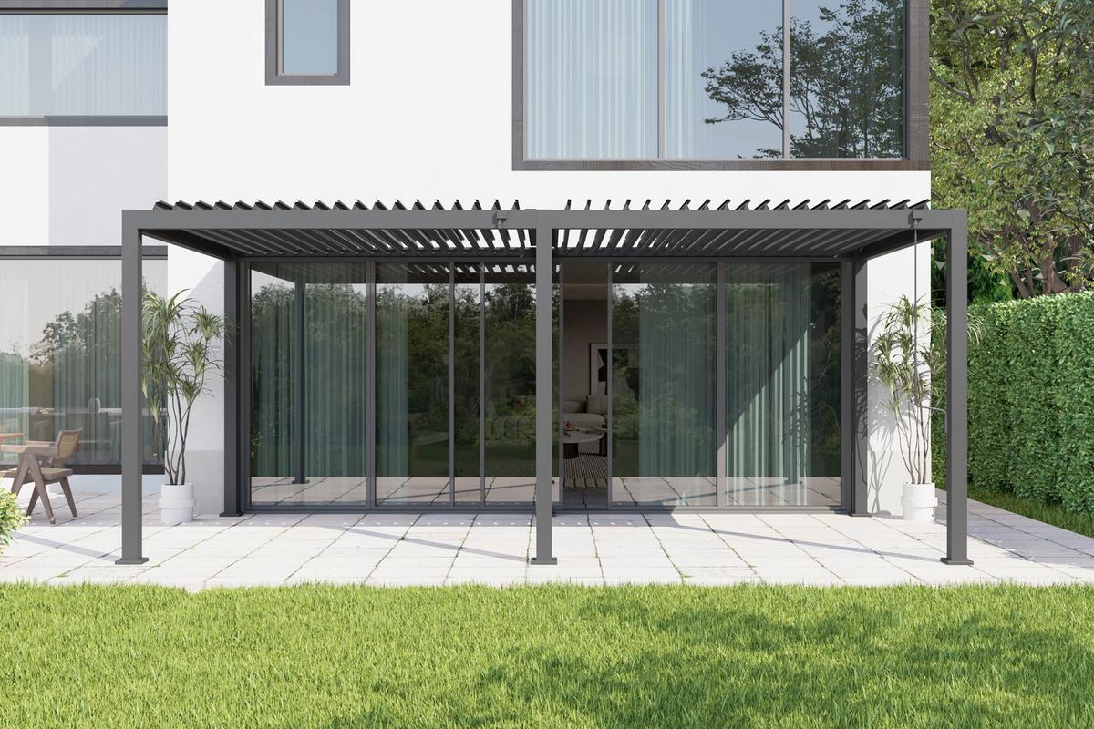 Pergola Core +110 ca. 3x6 m Aluminium,Lamellen verstellbar - Anthrazit, Basics, Metall (589/247/300cm) - Gardenson
