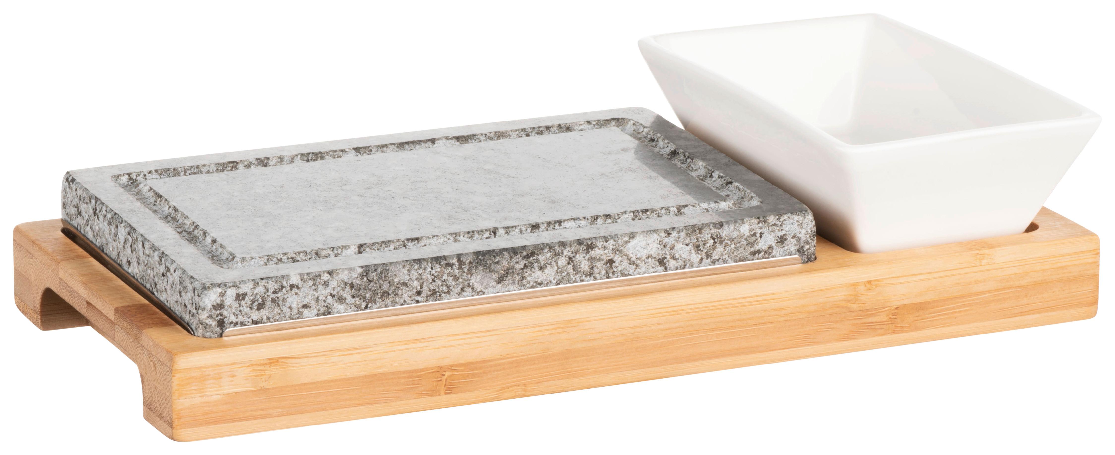 HEIßER STEIN-WARMHALTEPLATTE Braun Schwarz Weiß - Schwarz/Braun, Basics, Holz/Keramik (27,5/13/2,5cm) - Mäser