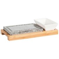 HEIßER STEIN-WARMHALTEPLATTE Braun Schwarz Weiß - Schwarz/Braun, Basics, Holz/Keramik (27,5/13/2,5cm) - Mäser