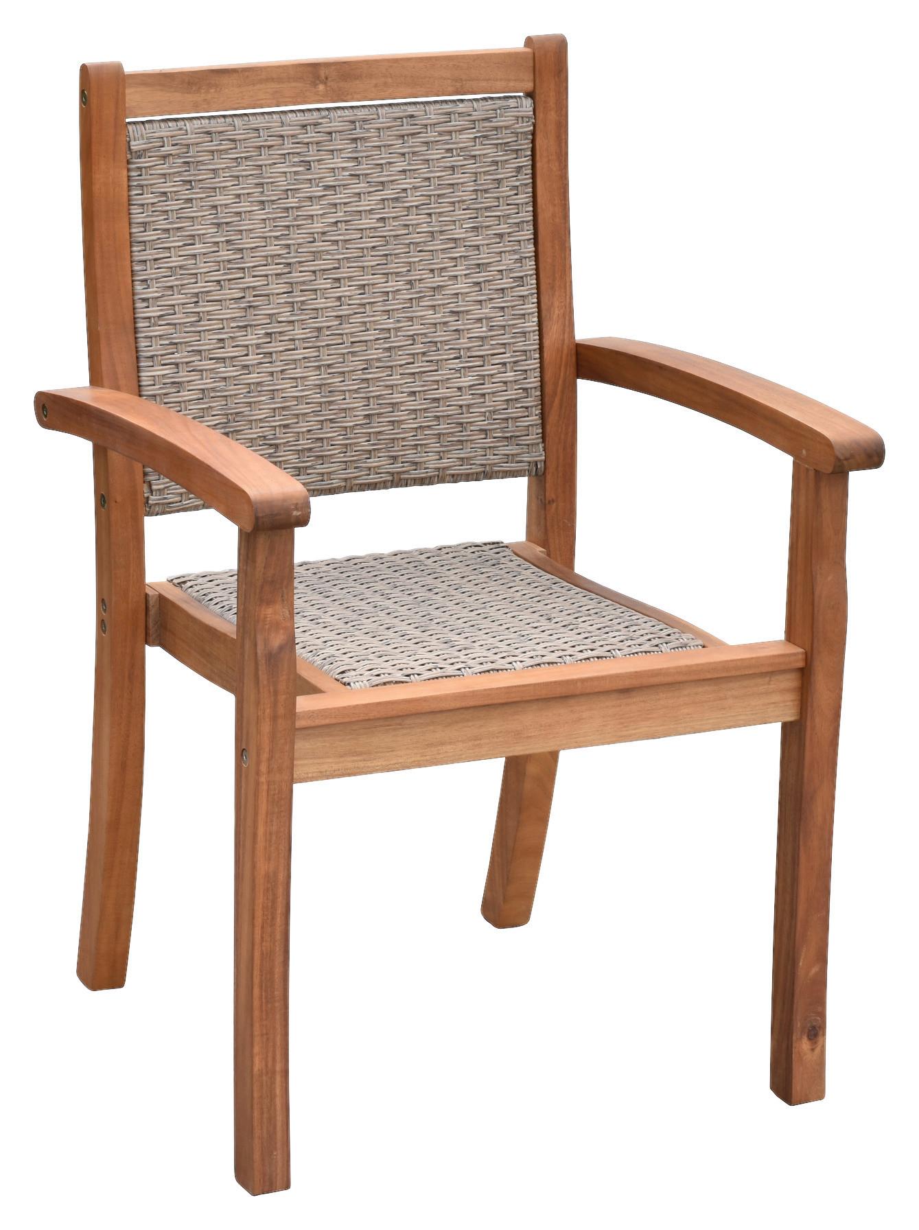 Gartensessel Stapelbar Castilla Holz - Naturfarben, MODERN, Holz/Kunststoff (58/88,5/57cm) - Gardenson