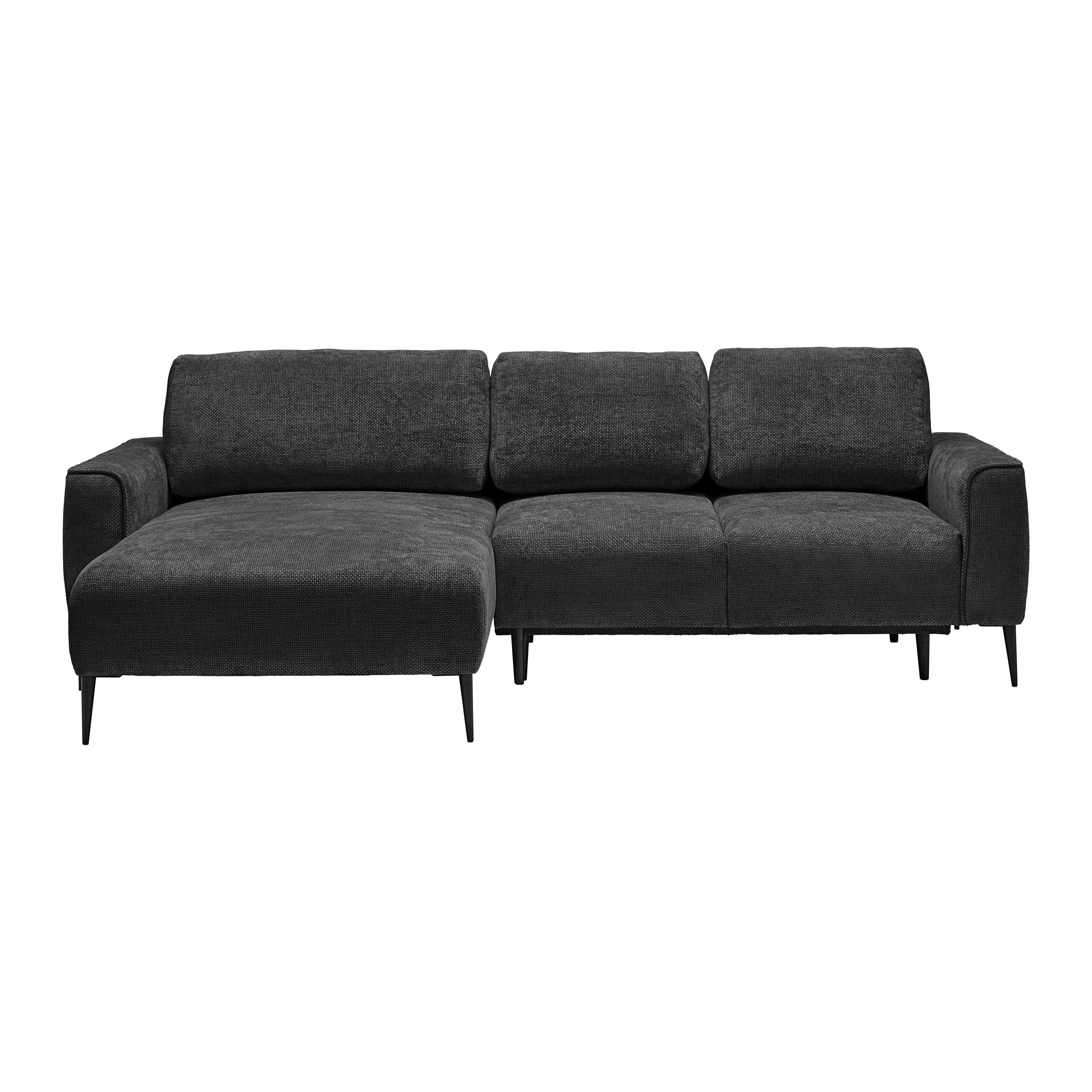 Rohová sedačka CUSTOM, ľavá, čierna ženilka - čierna, Modern, kov/textil (164/85/255cm) - Mömax