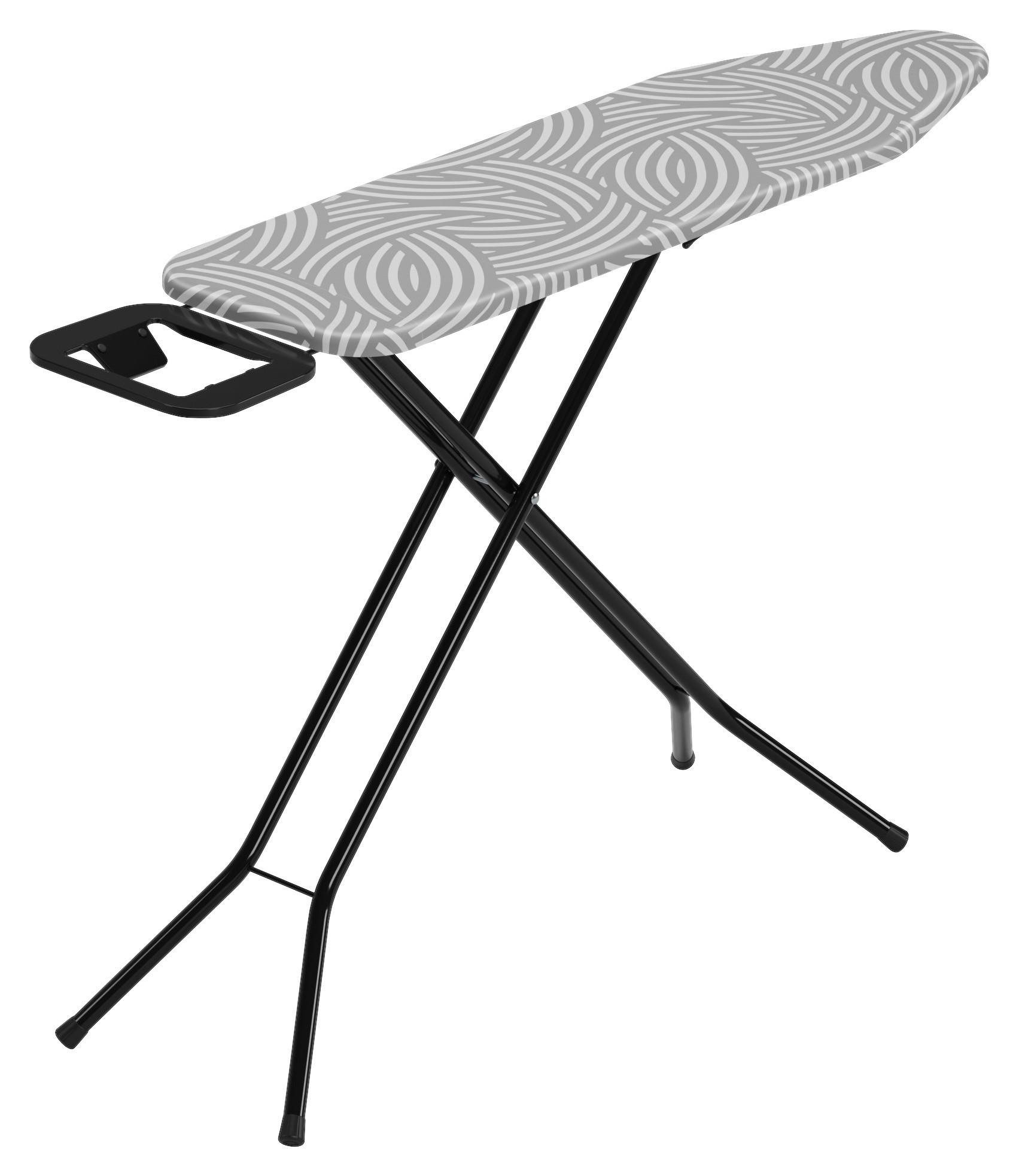 Bügelbrett Elfi 127 X 89cm Mit Bügeleisenablage - Schwarz/Grau, KONVENTIONELL, Textil (127/30.5/89cm) - Homezone