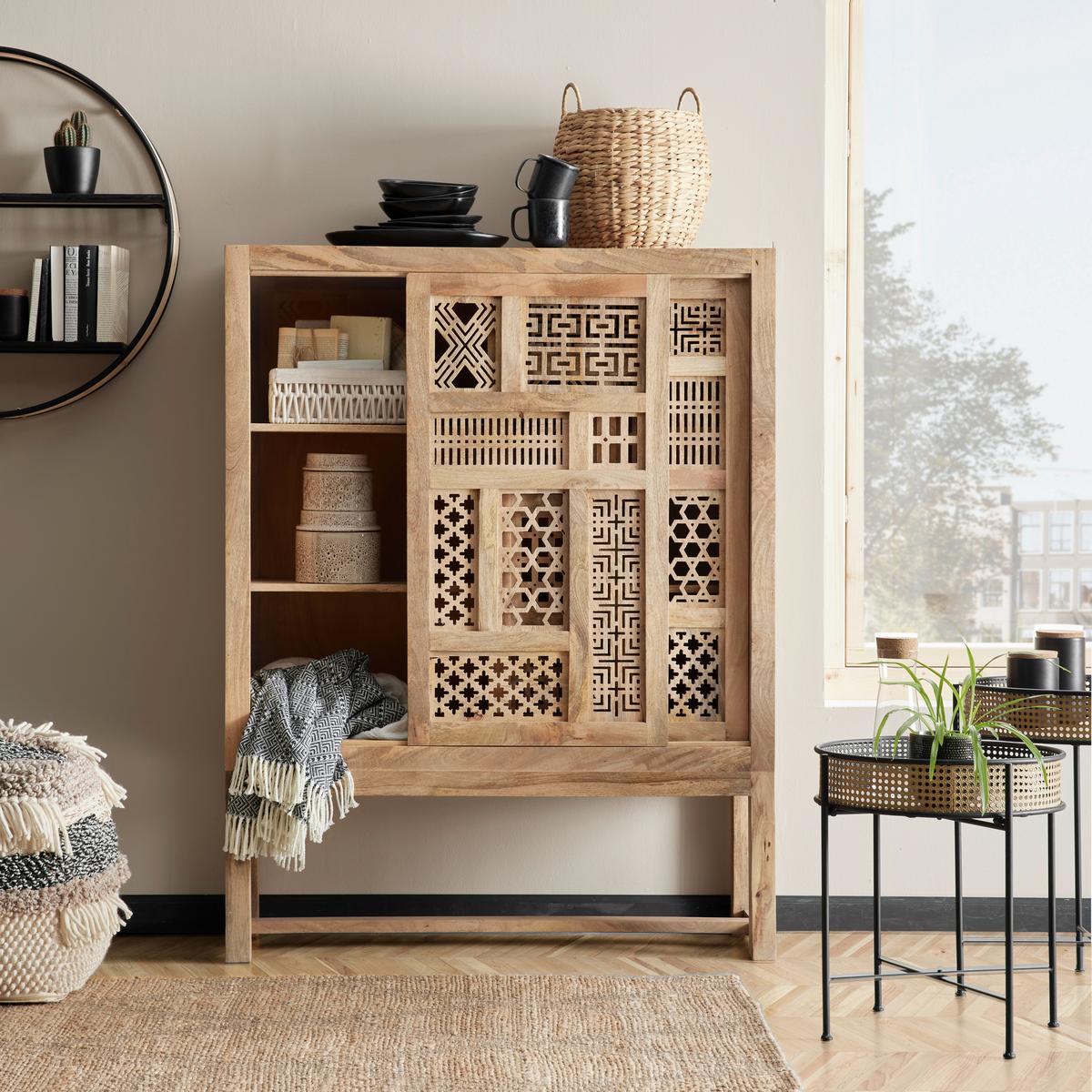 VYSOKÁ KOMODA LAKOTA -TREND- -TOP- - svetlohnedá, Lifestyle, drevo (115/150/38cm) - Zandiara