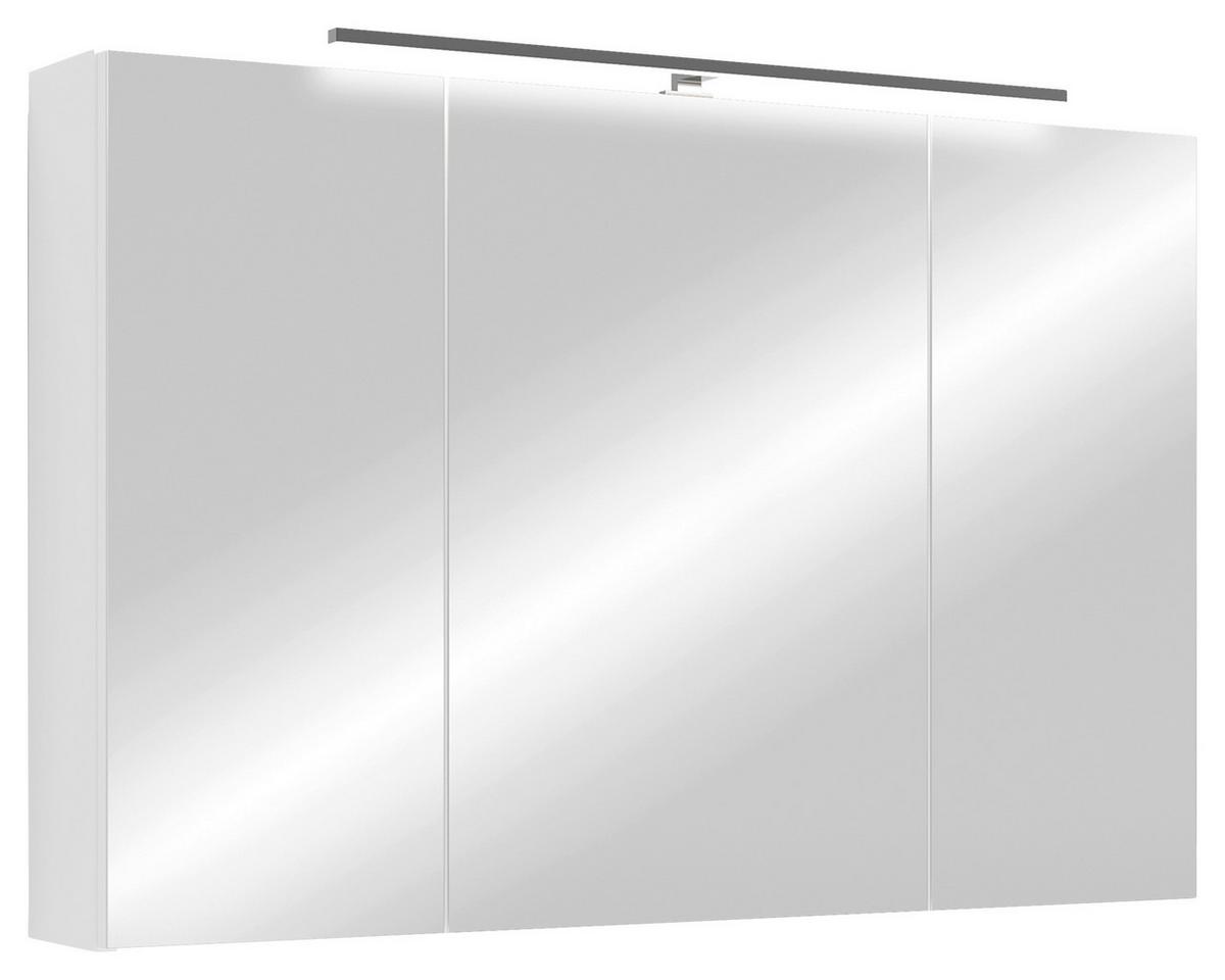 Spiegelschrank Spree Weiß B: 90 cm - Weiß, MODERN, Glas/Holzwerkstoff (90/60/20cm) - MID.YOU