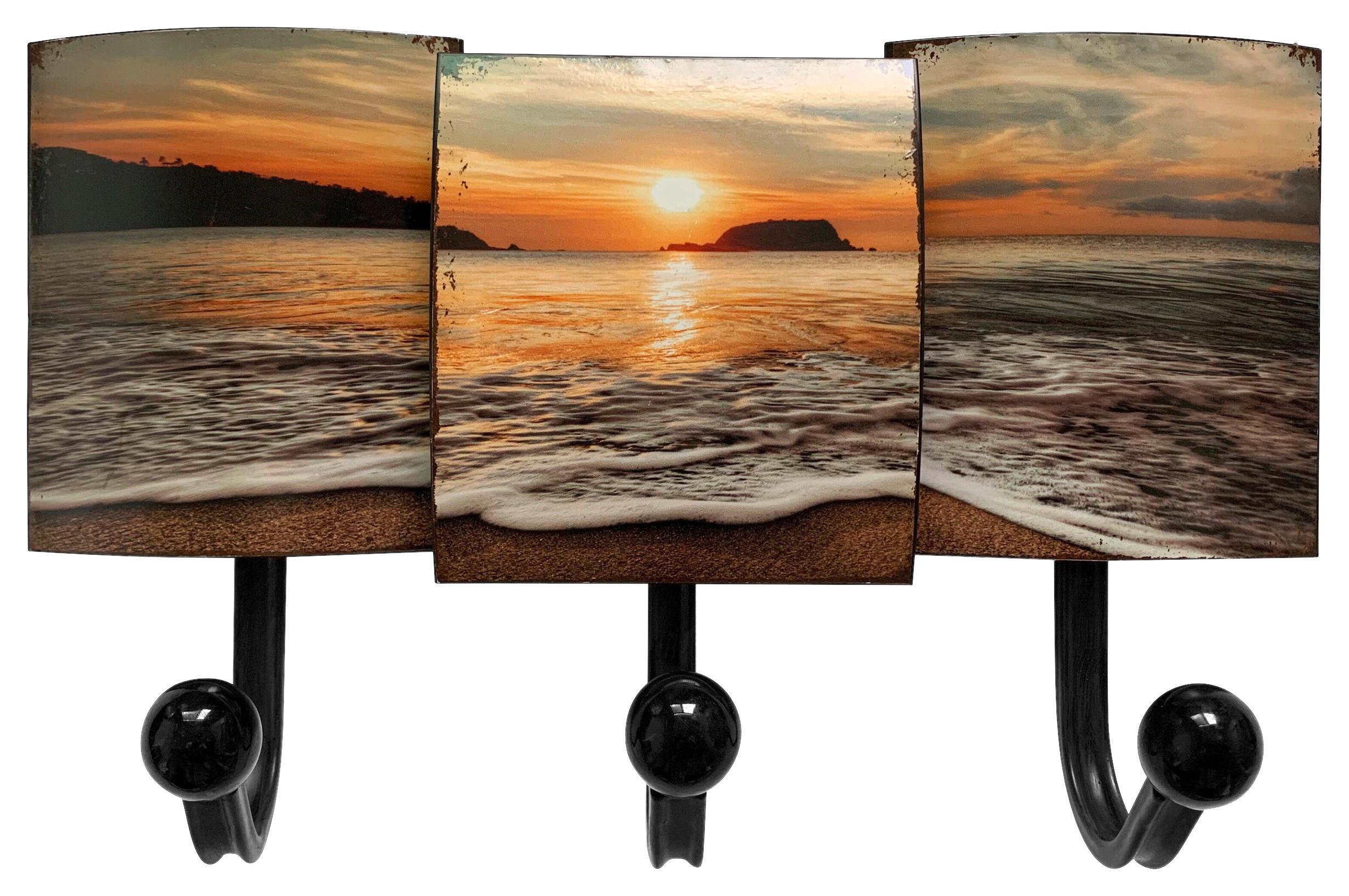 Hakenleiste Day B: 34 cm Motiv Meerblick 3 Haken