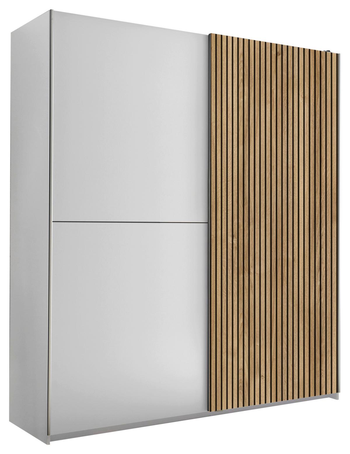 Skriňa s posuvnými dverami BERNO šírka 170 cm - biela/farba duba, Modern, kov/kompozitné drevo (170/196/57cm) - Ti'me