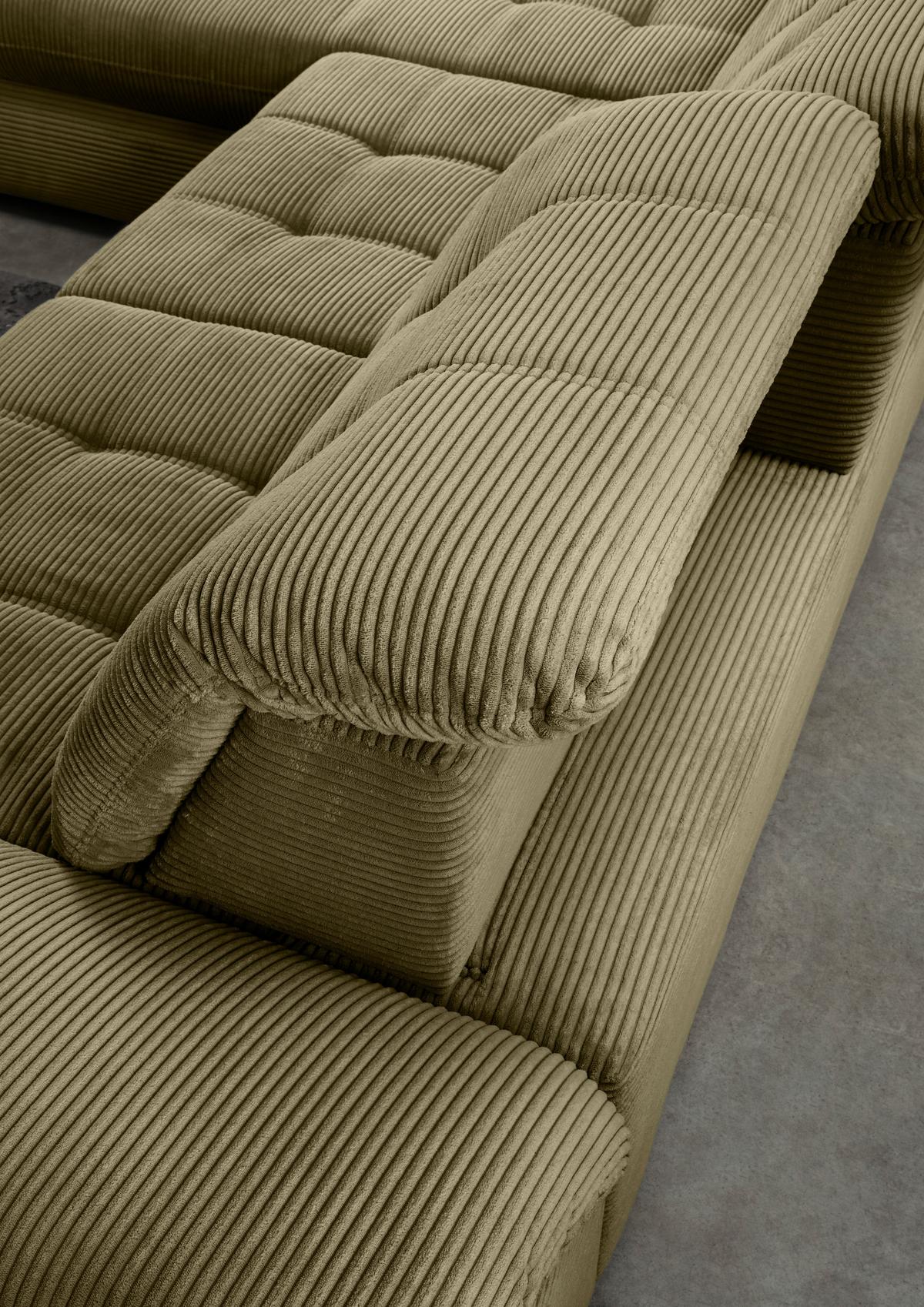 Eckschlafsofa Delphino Goldfarben S: 189x273 cm - Schwarz/Olivgrün, MODERN, Textil (189/273cm) - Livetastic