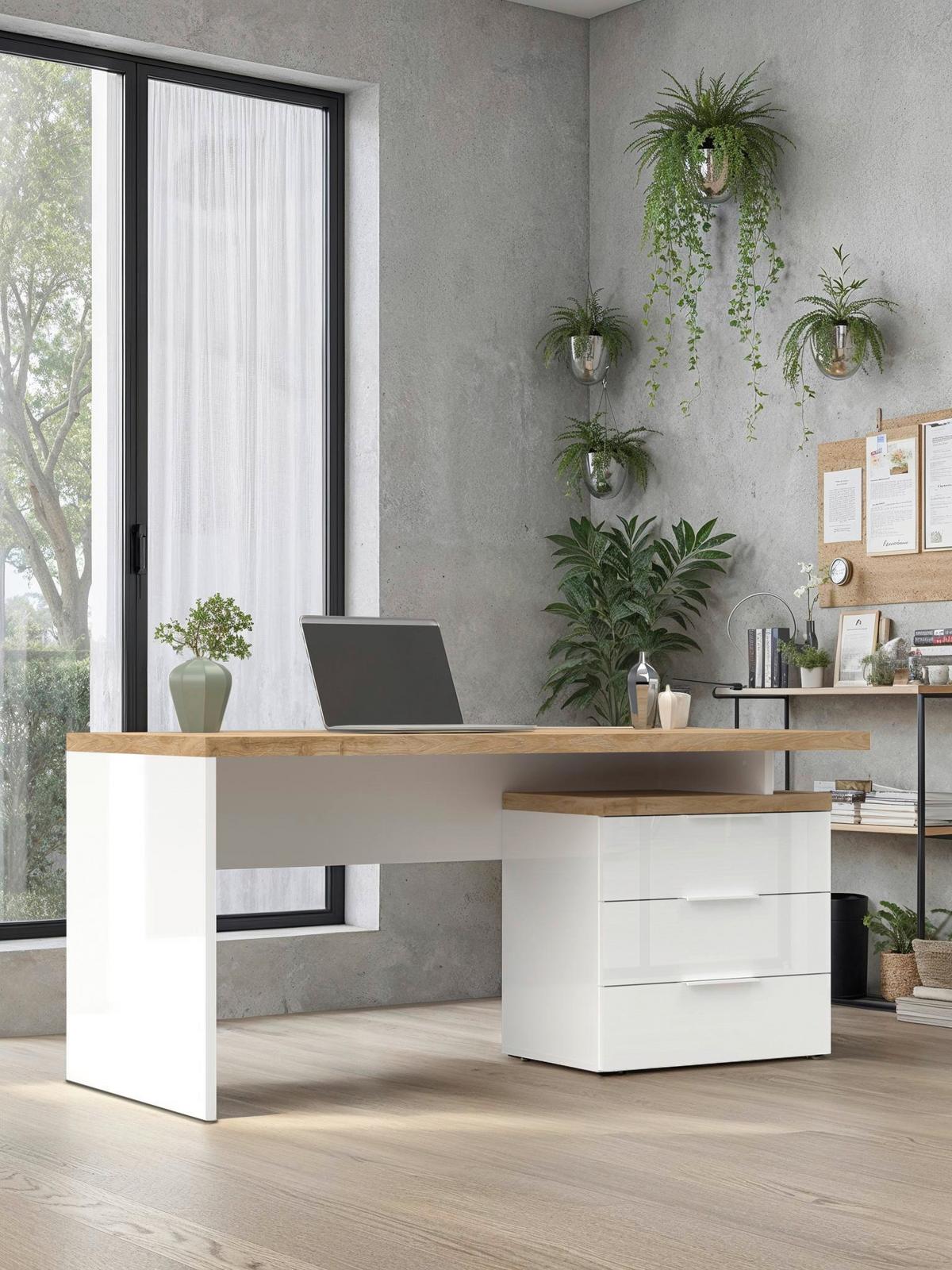 PSACÍ STŮL EASY OFFICE - bílá/barvy dubu, Moderní, kov/kompozitní dřevo (160/75/68cm) - Based