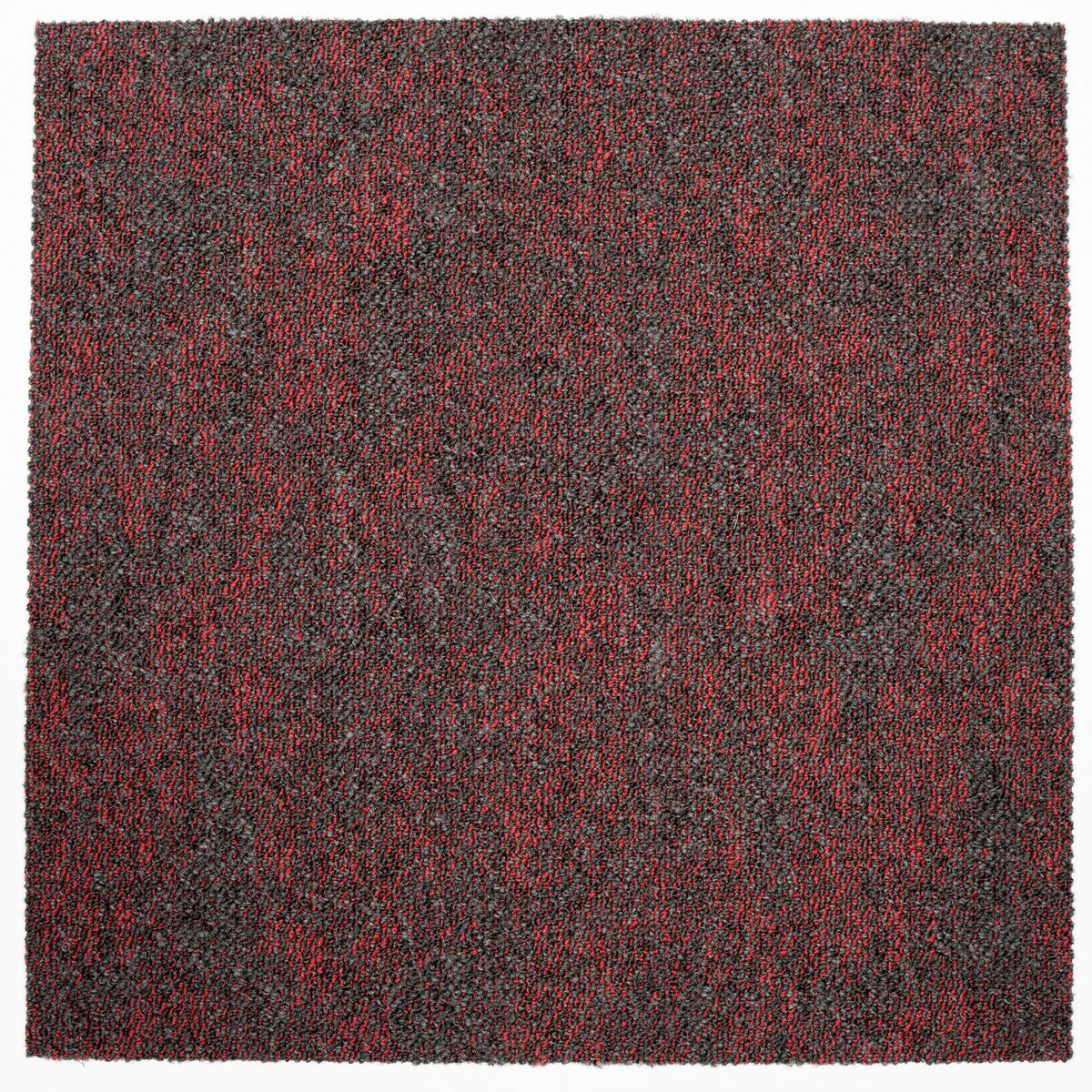 Teppichfliese Rot Marble 50x50 cm Florhöhe 3 mm - Rot, Basics, Textil (50/50cm)