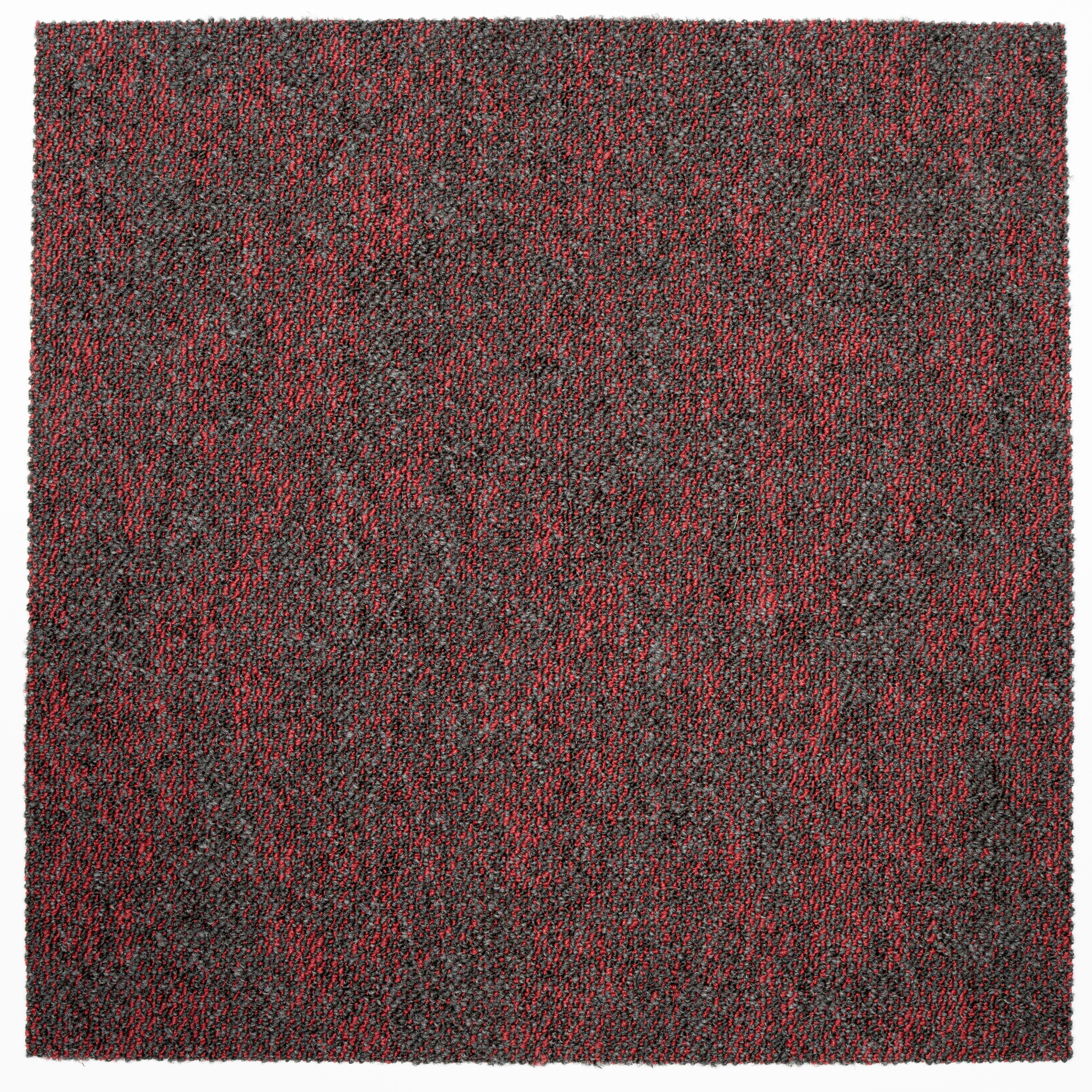 Teppichfliese Rot Marble 50x50 cm Florhöhe 3 mm