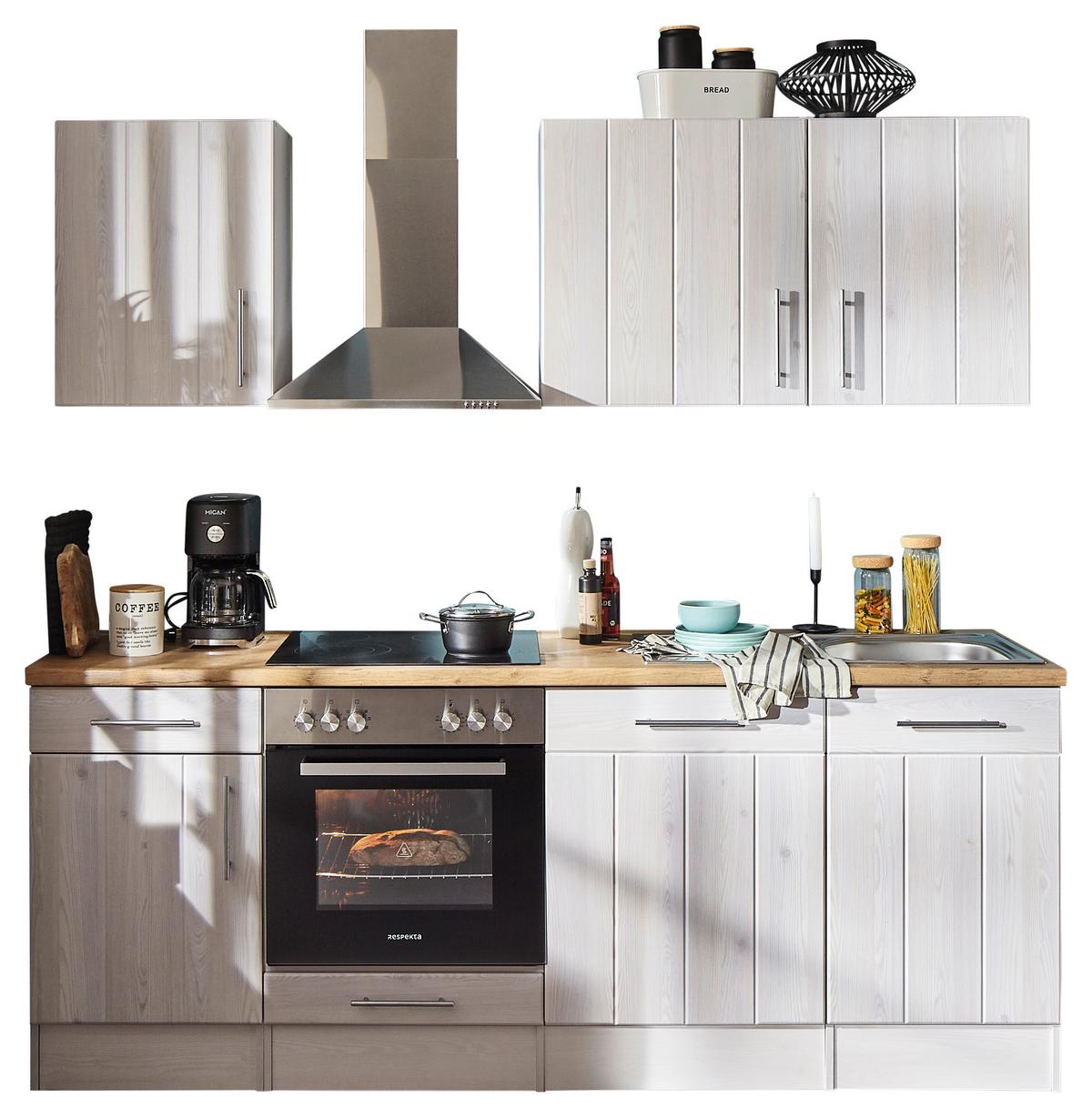 Küchenleerblock Anton Landhaus - Wildeiche/Lärchefarben, Basics, Holzwerkstoff (220cm) - Respekta