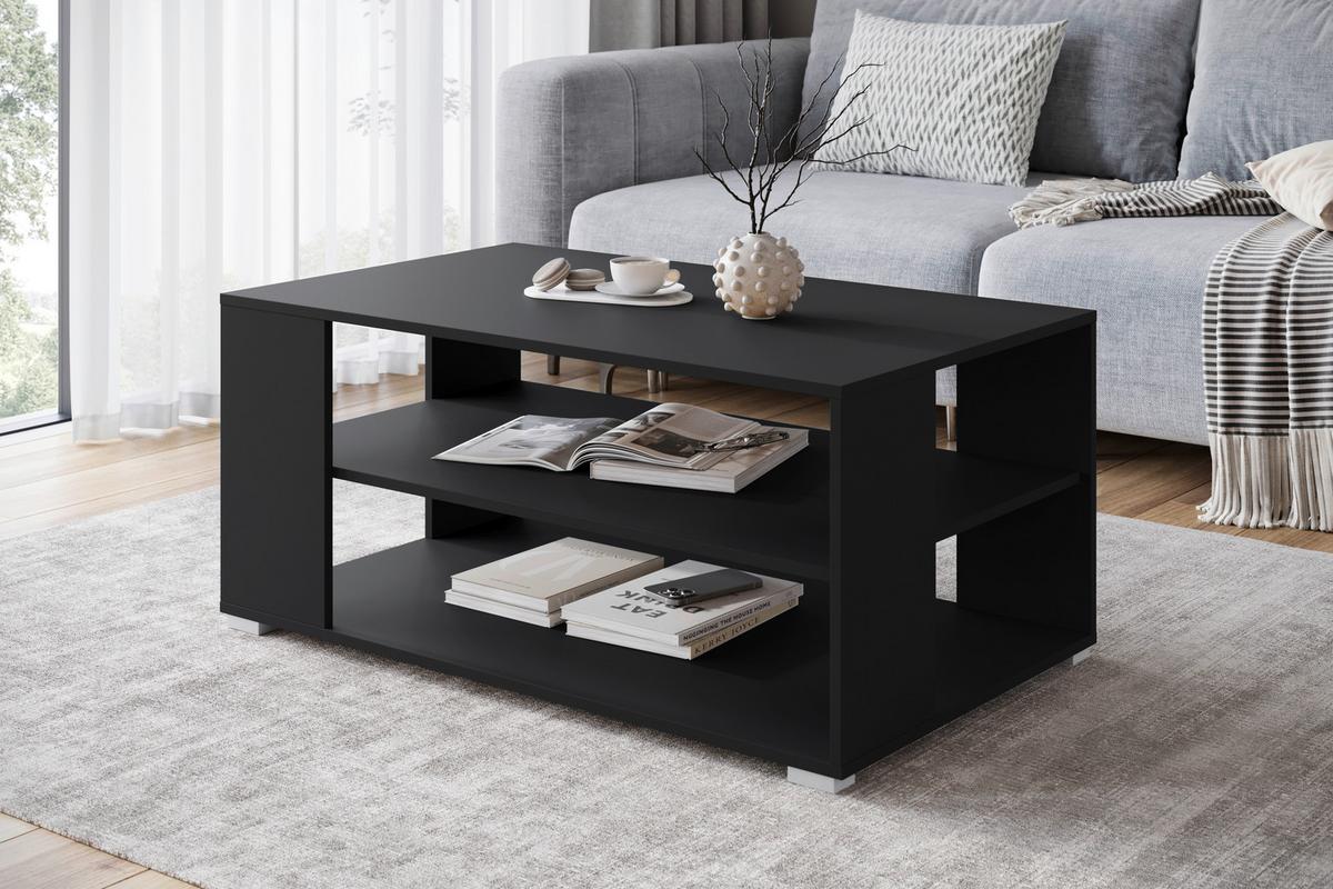 Couchtisch Narobi-I Schwarz B: 100 cm - Schwarz/Grau, Trend, Holzwerkstoff/Kunststoff (100/45/60cm) - Livetastic