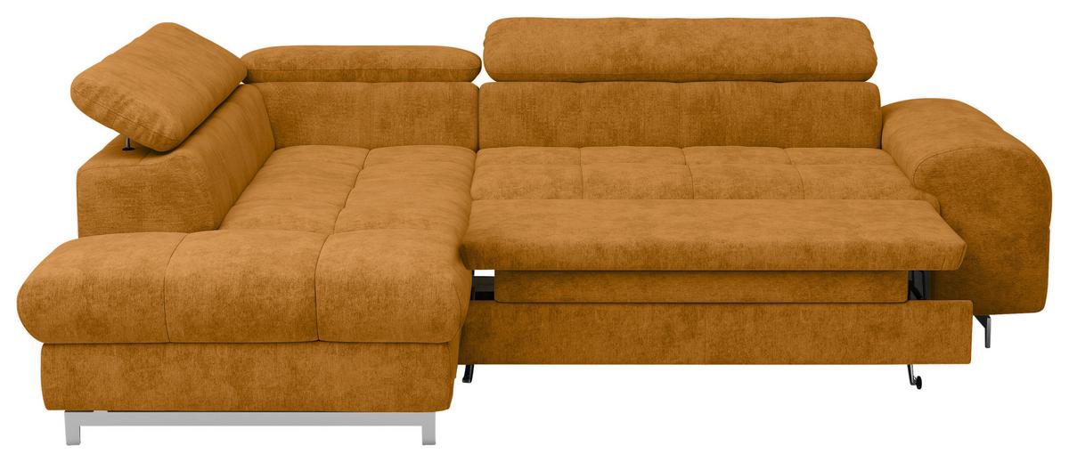Ecksofa Mit Schlaffunktion Cloud + Goldfarben - Chromfarben/Goldfarben, KONVENTIONELL, Textil (206/257cm) - Livetastic