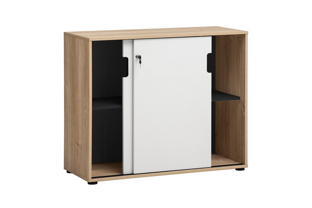 Aktenschrank Emmik Weiß/eiche Dekor B: 100,1cm - Eichefarben/Weiß, MODERN, Holzwerkstoff (100,1/83,6/41cm) - MID.YOU