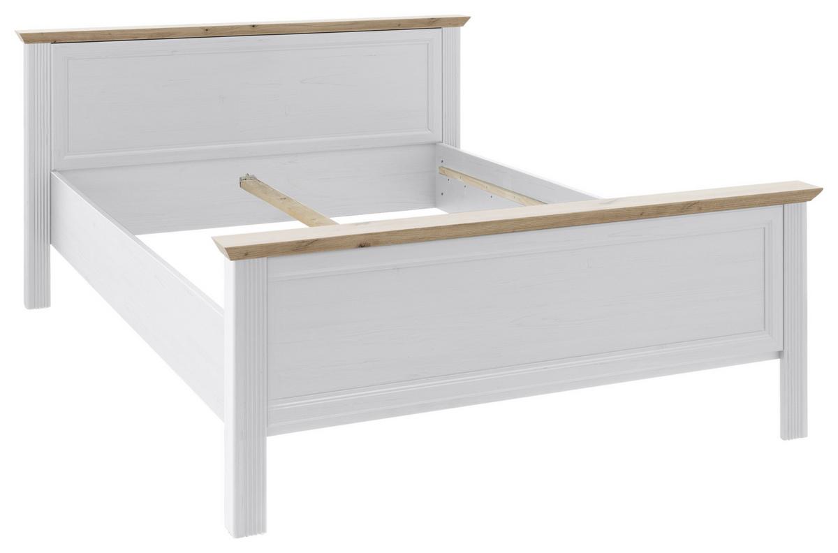 Doppelbett Landhaus-Stil 160x200 Jasmin II Weiß/Eiche - Schwarz/Weiß, LIFESTYLE, Holzwerkstoff (160/200cm)