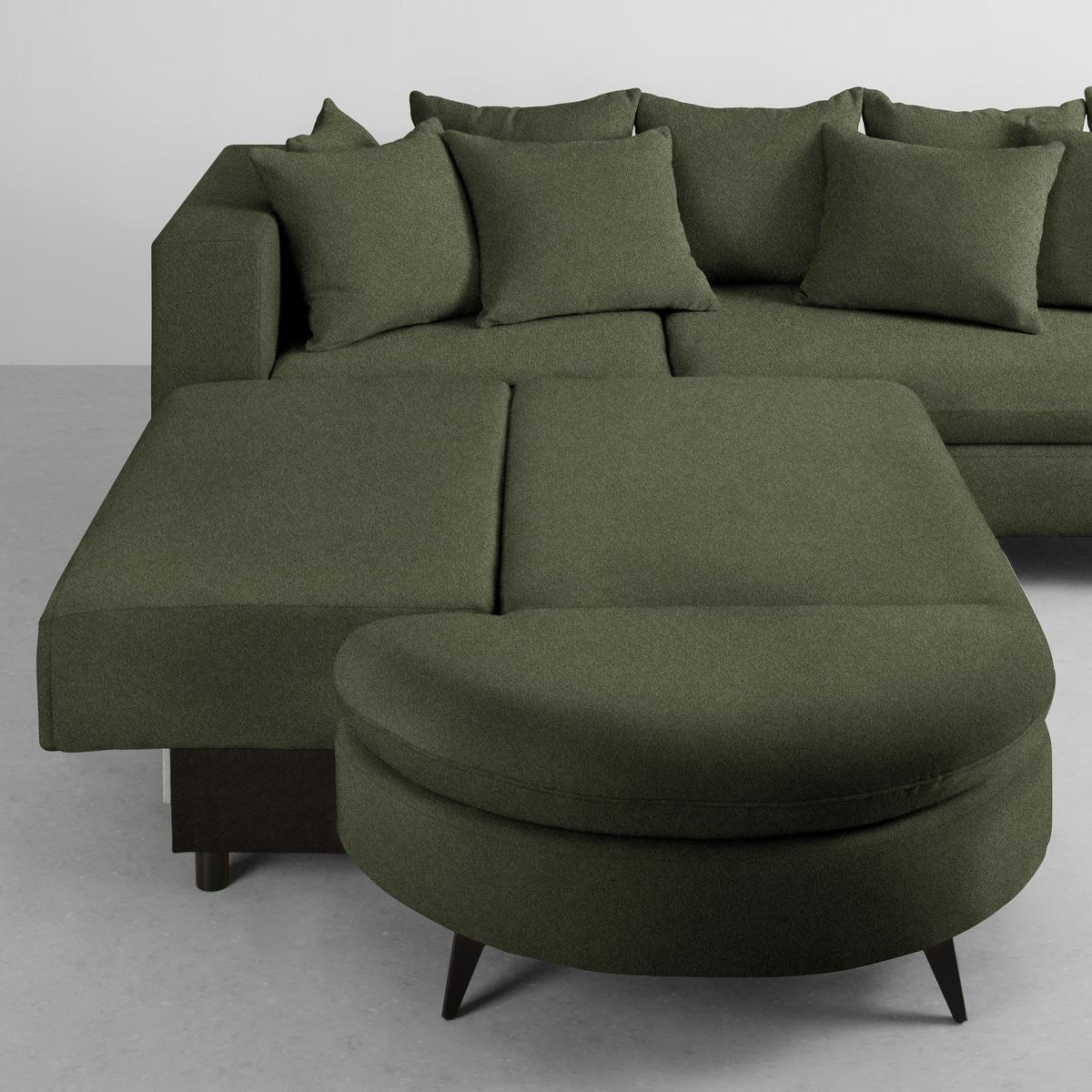 Rohová sedačka AXEL, levá, olivově zelená žinylka - černá/olivově zelená, Moderní, kov/textil (250/291cm) - Mömax