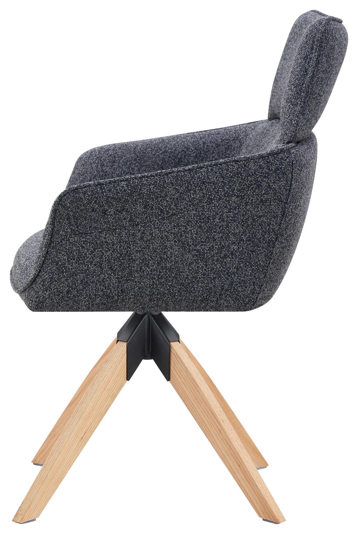 Armlehnstuhl Maris Webstoff anthrazit, B: 60 cm - Anthrazit/Naturfarben, KONVENTIONELL, Holz/Textil (60/94/67cm) - Livetastic