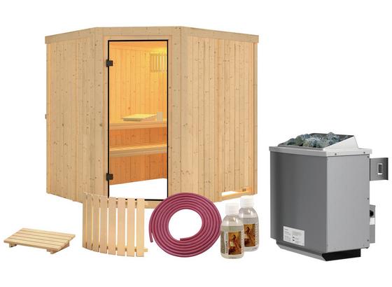 Sauna Toulon mit Interner Steuerung Am Ofen - Naturfarben, MODERN, Holz (196/198/178cm) - Karibu Sauna Toulon mit Interner Steuerung Am Ofen - Naturfarben, MODERN, Holz (196/198/178cm) - Karibu