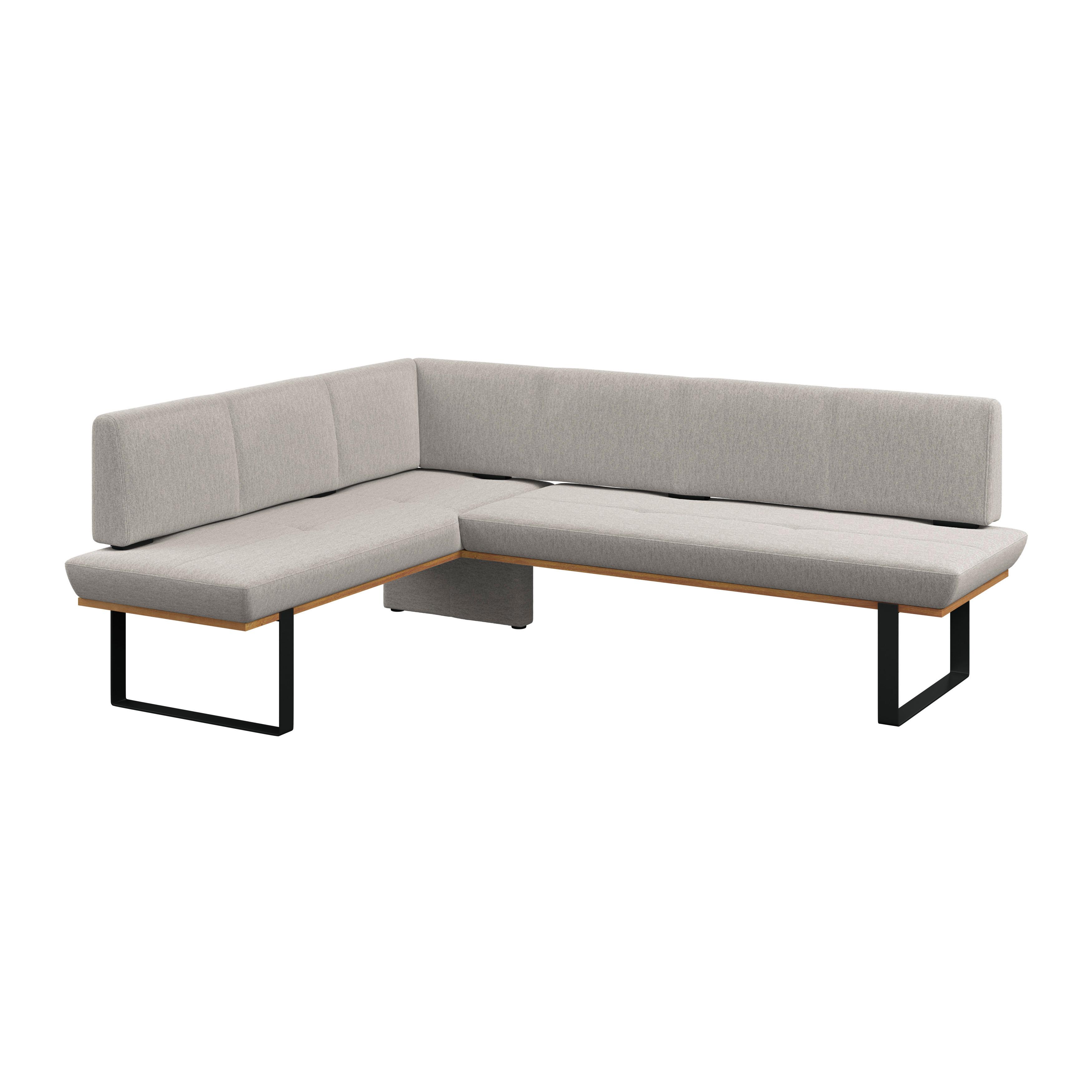 Eckbank Tristan Webstoff hellgrau,S:195x245cm - Hellgrau/Schwarz, MODERN, Holz/Textil (195/245cm) - James Wood