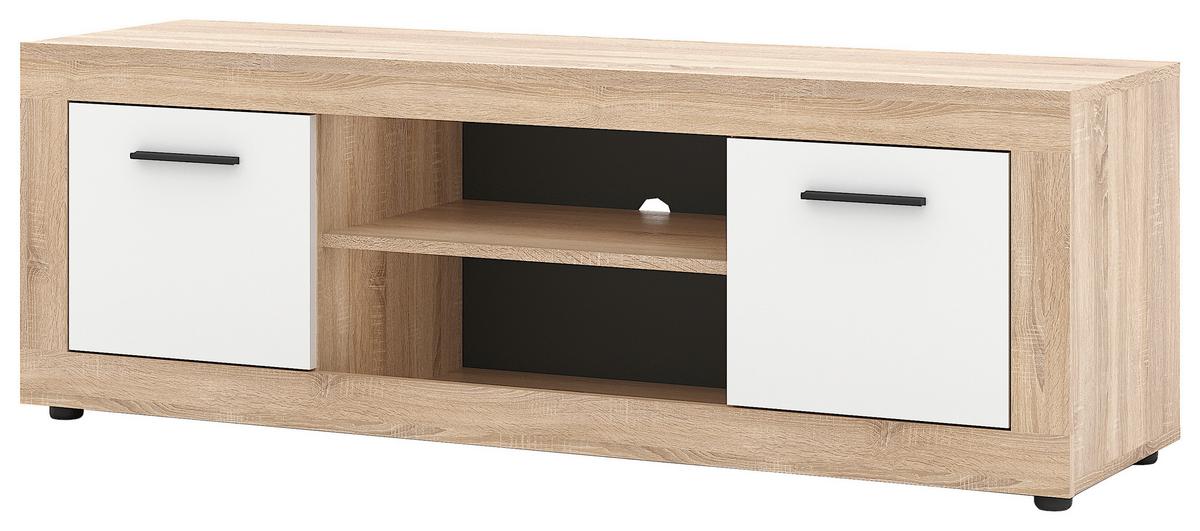 TV díl LUNA bílá/sonoma - bílá/černá, Design, kompozitní dřevo/plast (140/48/40cm) - MID.YOU