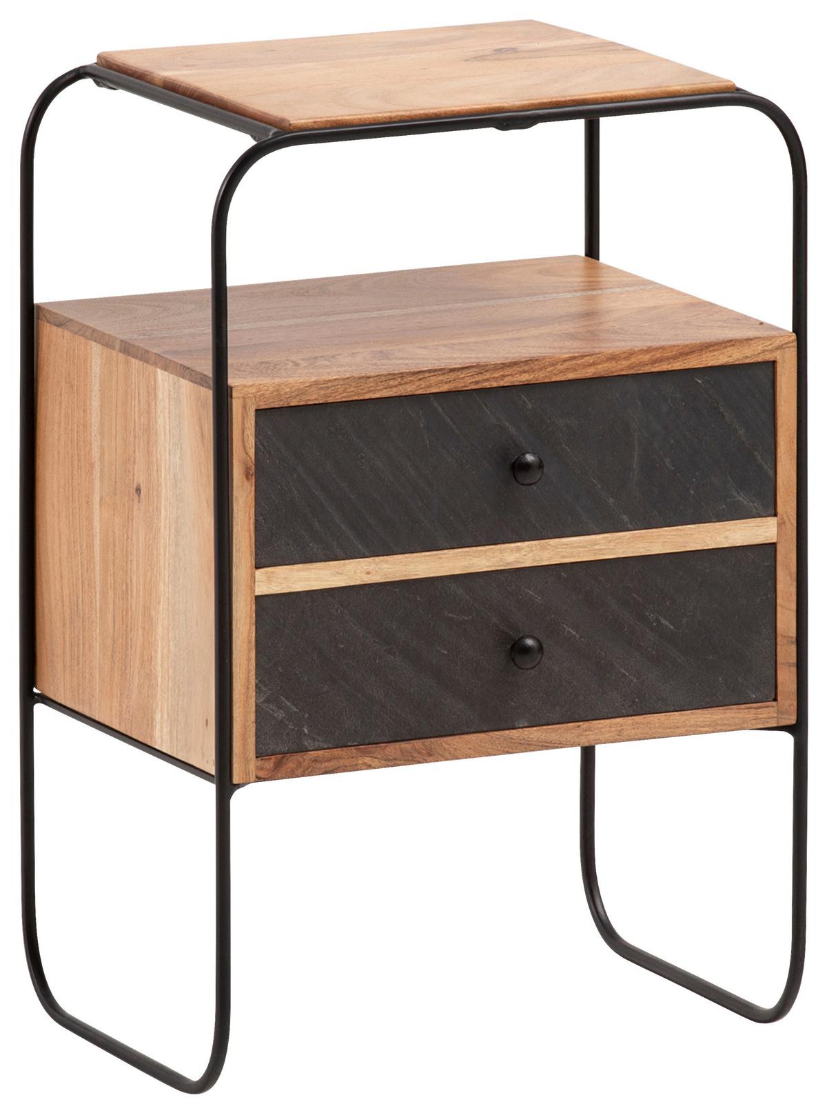 Komoda akácie masiv - černá/antracitová, Lifestyle, kov/dřevo (40/60/30cm) - MID.YOU