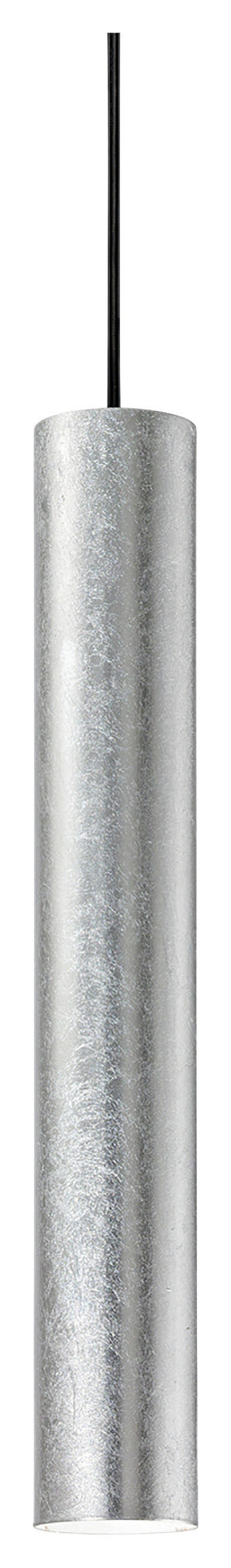 Hängeleuchte Look H: 56/140 cm 1-Flammig Zylinderform - Silberfarben, KONVENTIONELL, Metall (6/56/140cm) - Ideal Lux