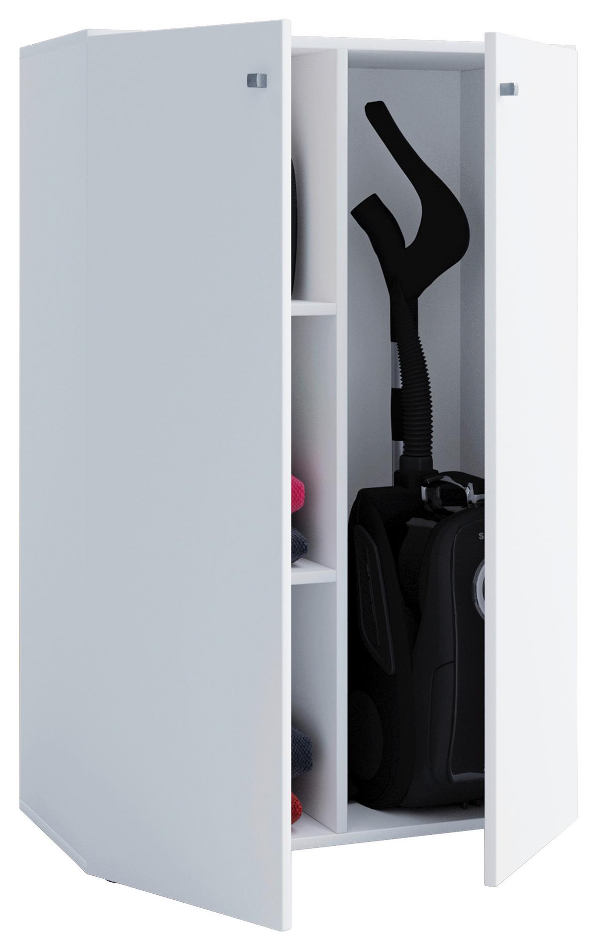 Komoda Lona mini biela - biela/strieborná, Basics, kompozitné drevo/plast (70/105/39cm) - MID.YOU